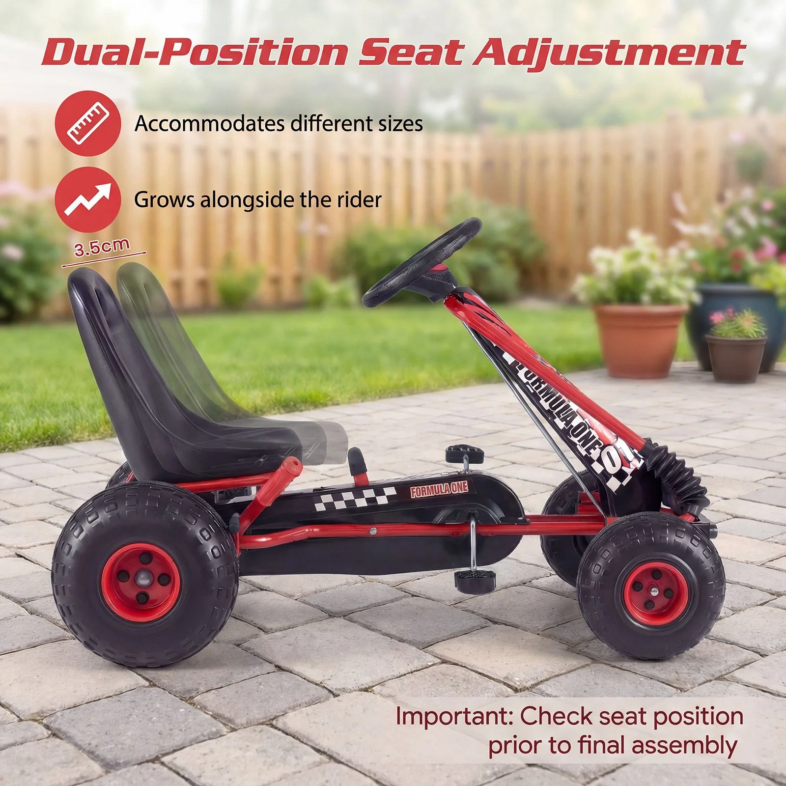 Kids Pedal Go Kart with Steering Wheel and Wear-Resistant Wheels for Boys and Girls - Image 8