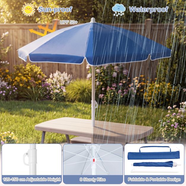 Kids Picnic Table with Benches and Umbrella Seats 4 for Lawn Garden Patio - Image 8