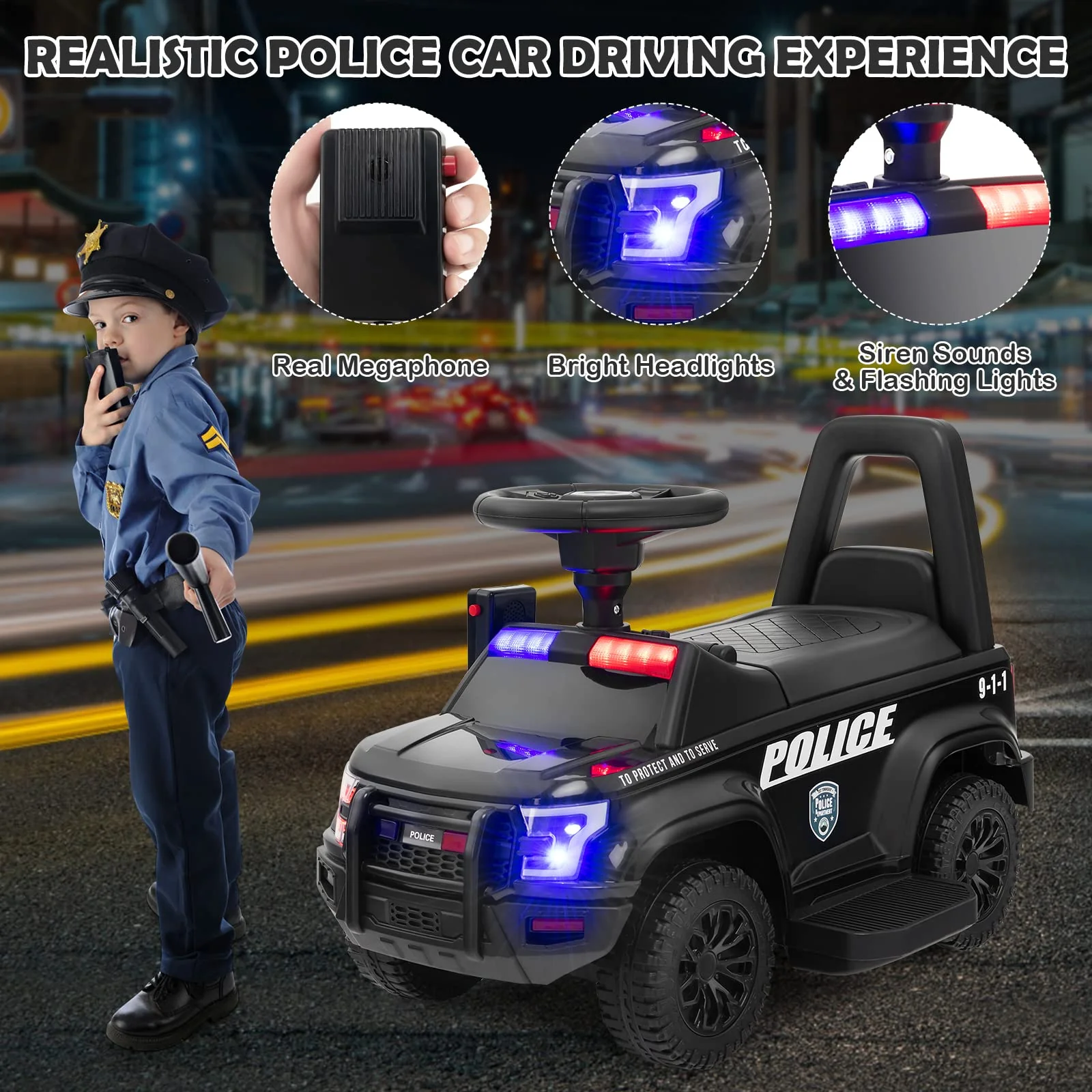 Kids Ride On Police Car 6V Electric Ride-on Vehicle Patrol Car for 18-60 Months - Image 5