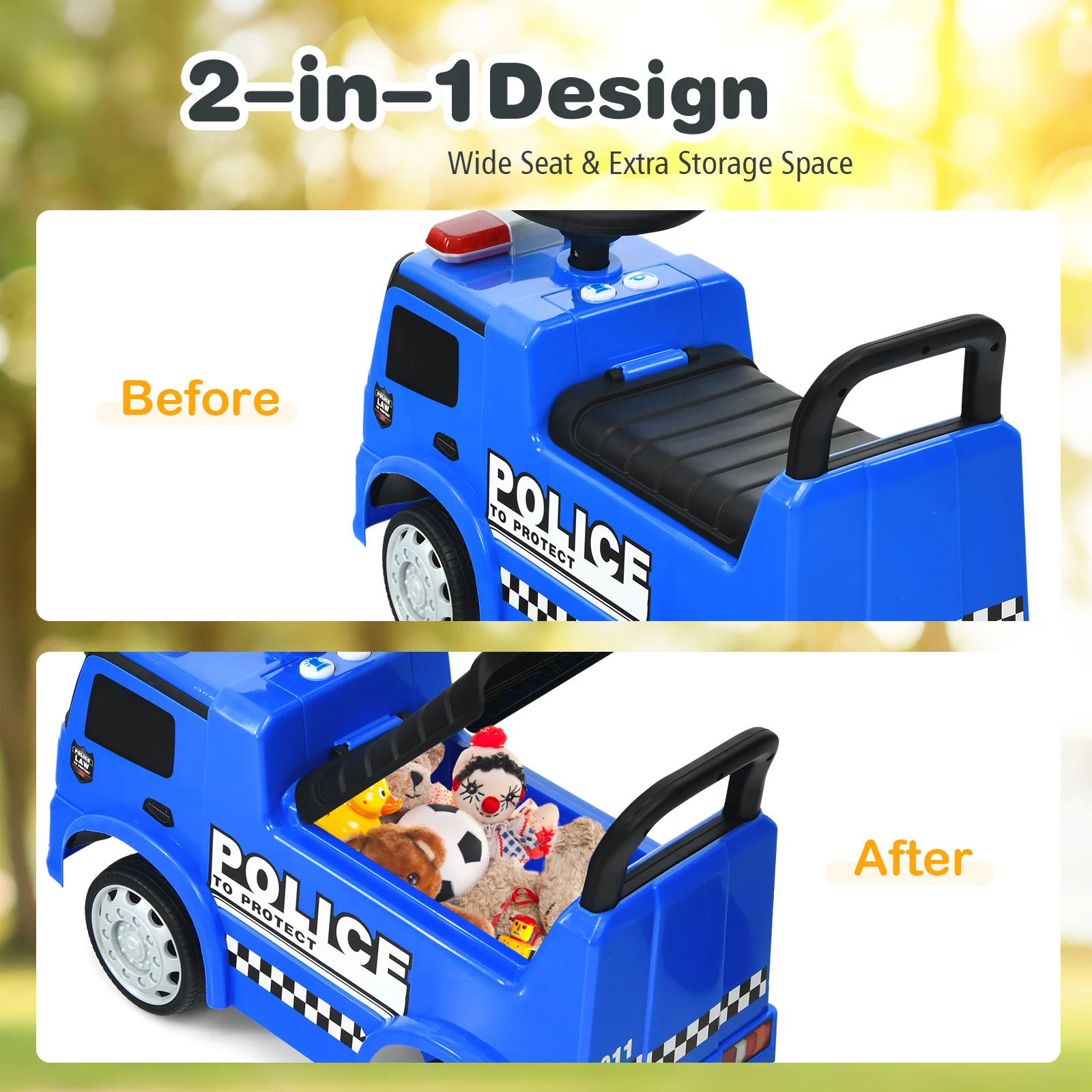 Kids Ride on Police Car, Licensed Mercedes Benz Toddler Push Car - Image 6
