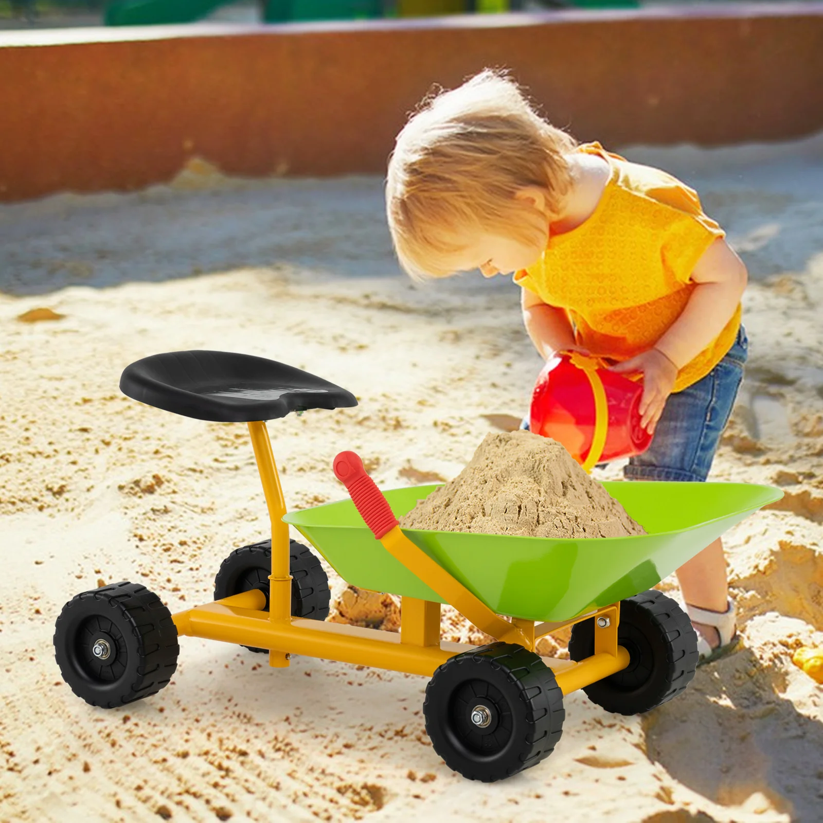 Kids Ride-On Sand Dumper, Outdoor Sandbox Toy with Controllable Shovel and 4 Wheels - Image 2