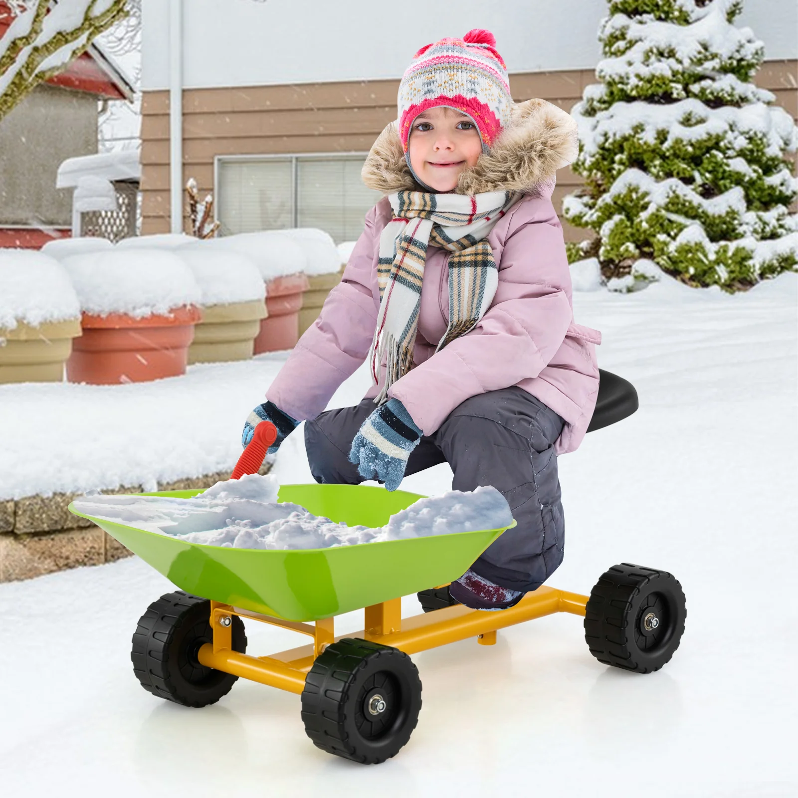 Kids Ride-On Sand Dumper, Outdoor Sandbox Toy with Controllable Shovel and 4 Wheels - Image 9