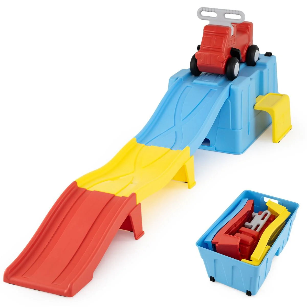 Kids Ride on Toy with Storage Box and Downhill Race Tracks for Kids Aged 3+ Years Old