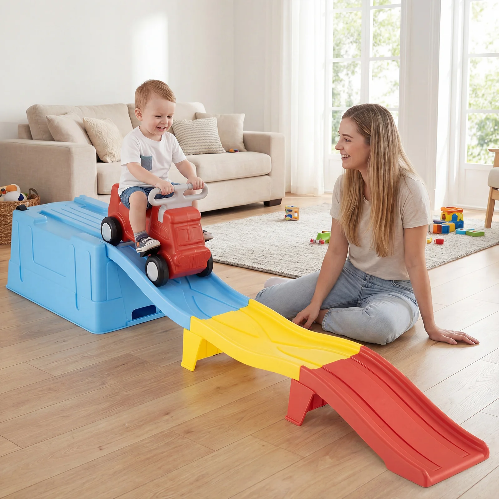 Kids Ride on Toy with Storage Box and Downhill Race Tracks for Kids Aged 3+ Years Old - Image 2