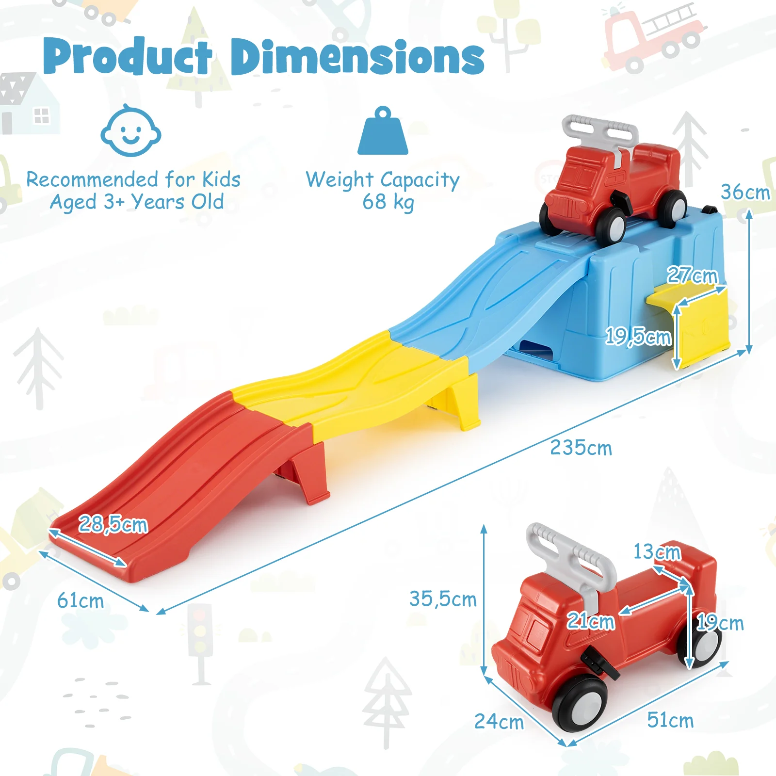 Kids Ride on Toy with Storage Box and Downhill Race Tracks for Kids Aged 3+ Years Old - Image 3