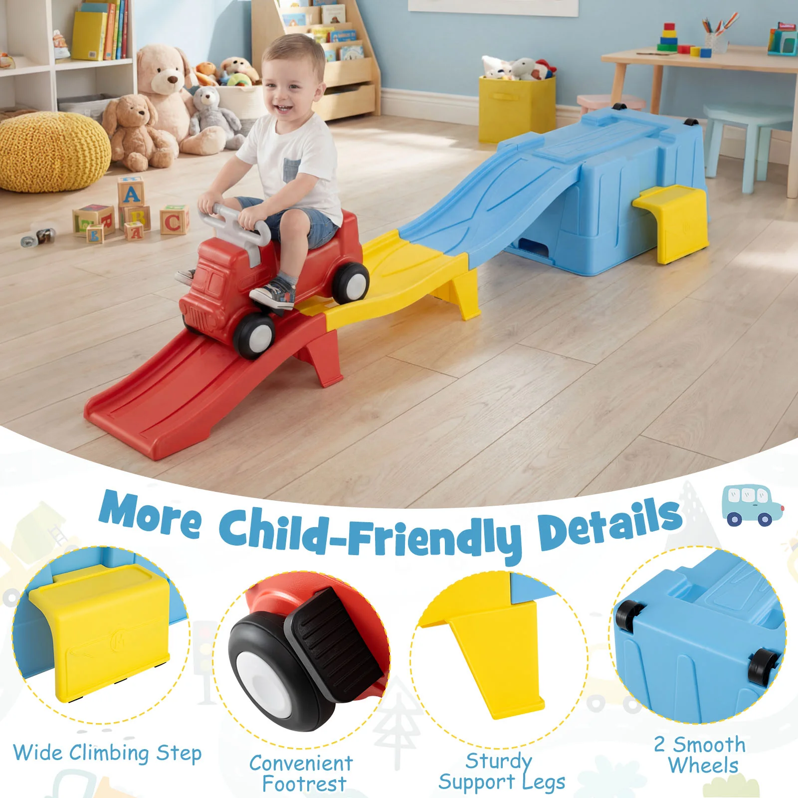 Kids Ride on Toy with Storage Box and Downhill Race Tracks for Kids Aged 3+ Years Old - Image 8