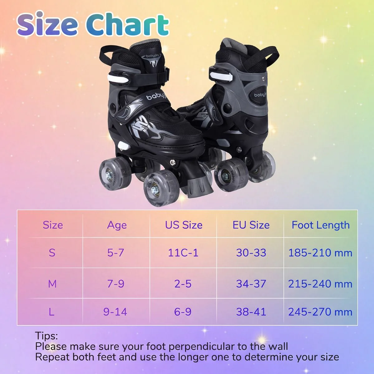 Kids Roller Skates for Teens 4 Sizes Adjustable Quad Skates for Beginners - Image 3