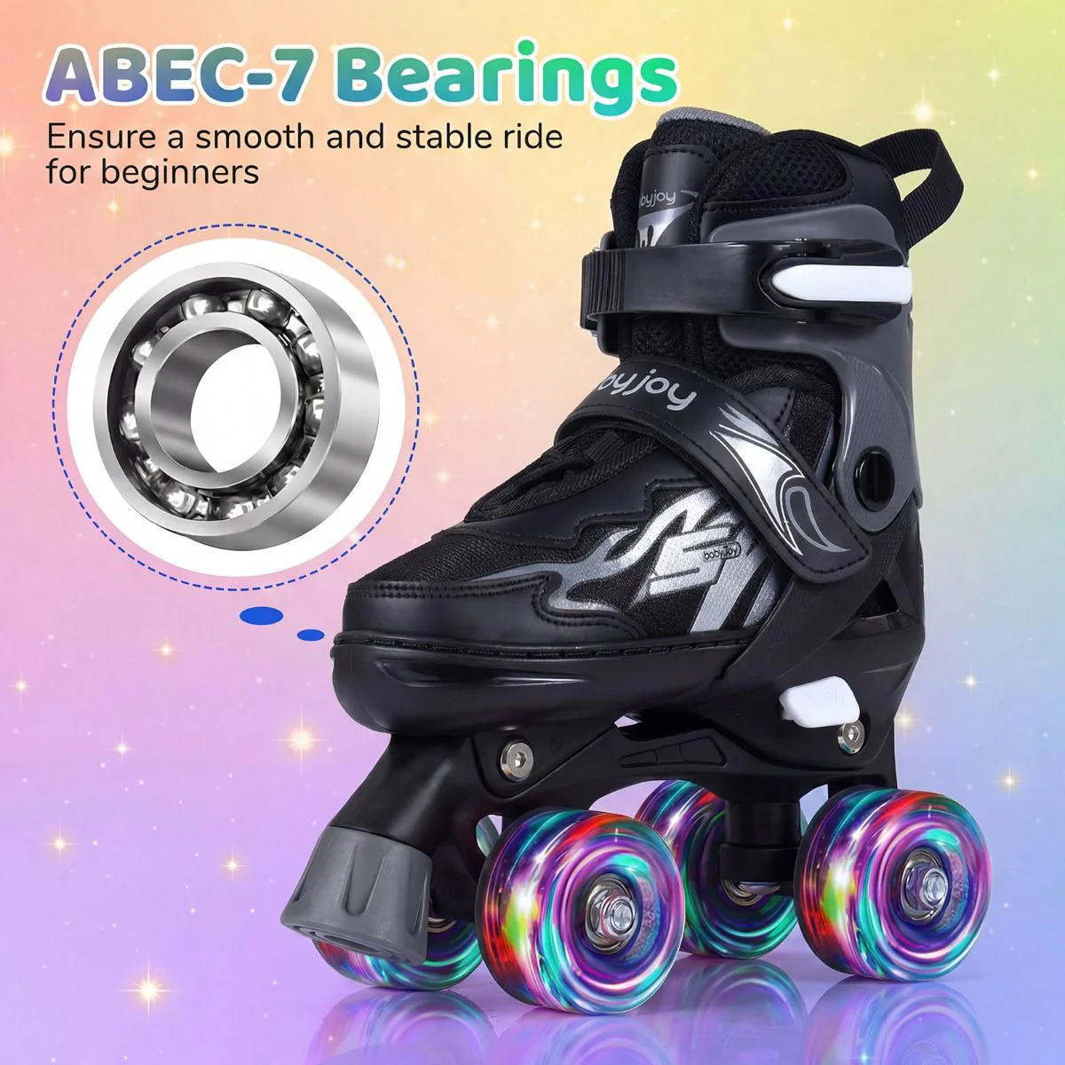 Kids Roller Skates for Teens 4 Sizes Adjustable Quad Skates for Beginners - Image 5