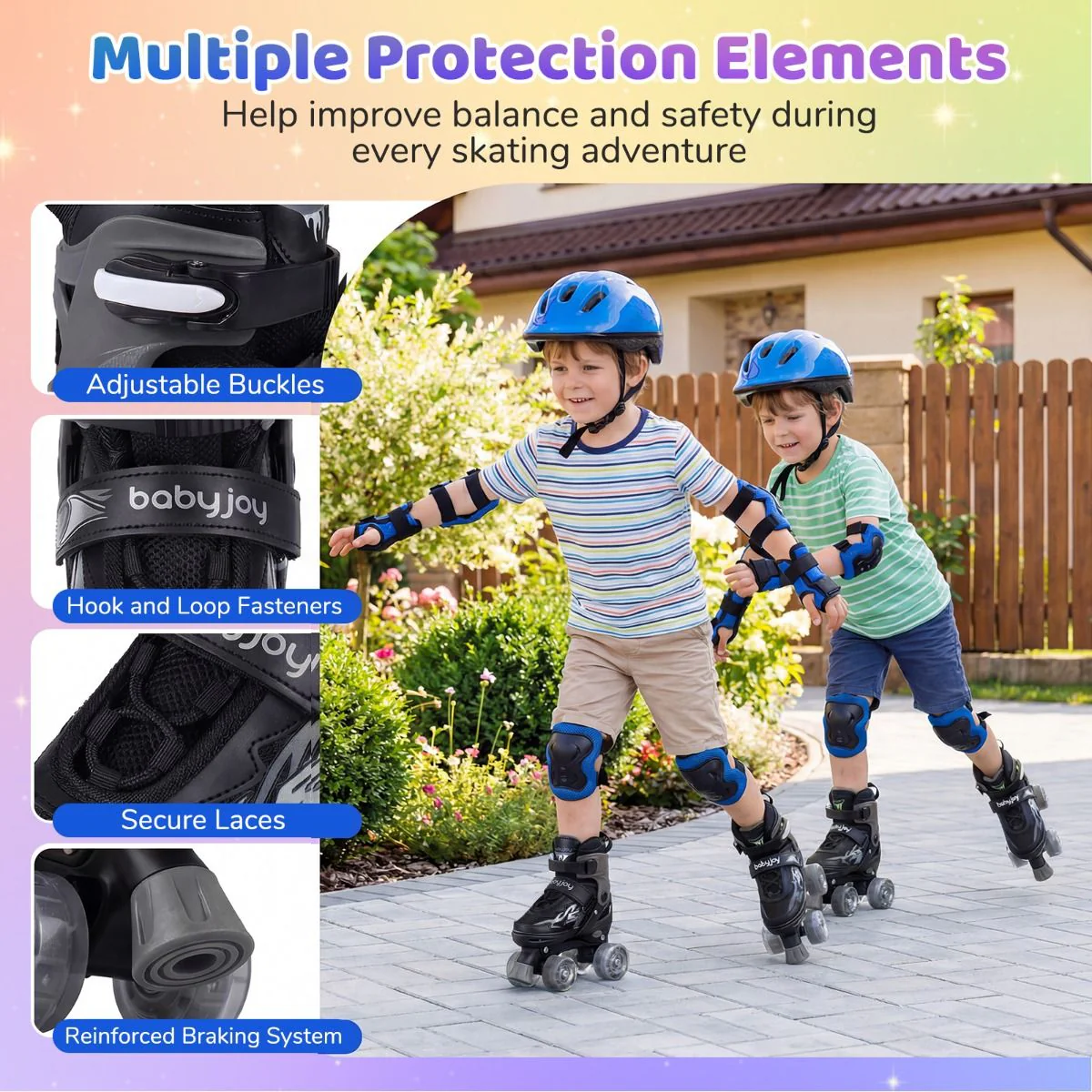 Kids Roller Skates for Teens 4 Sizes Adjustable Quad Skates for Beginners - Image 6