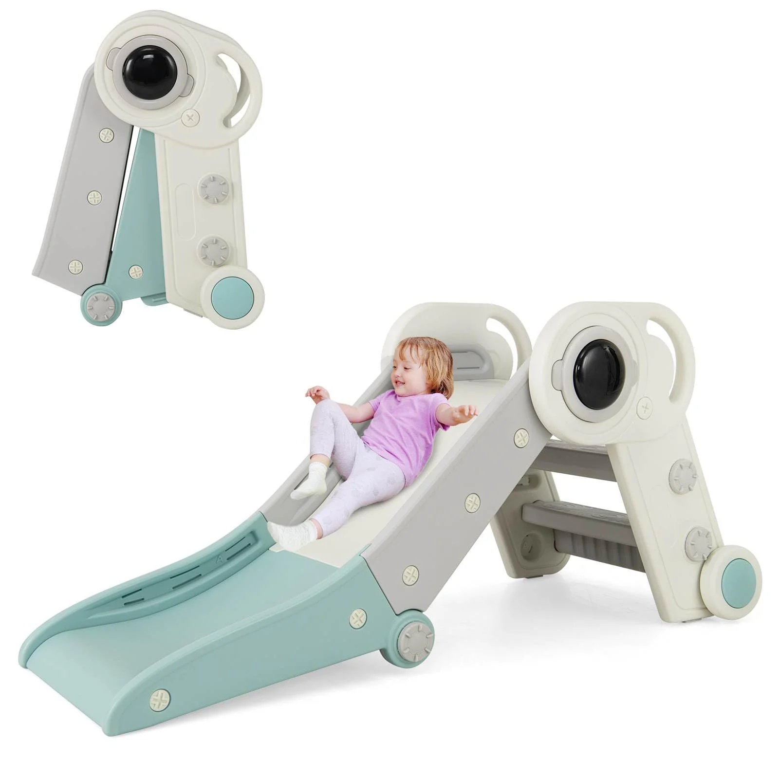 Kids Slide, Indoor Kids Folding Freestanding Slides w/Climber