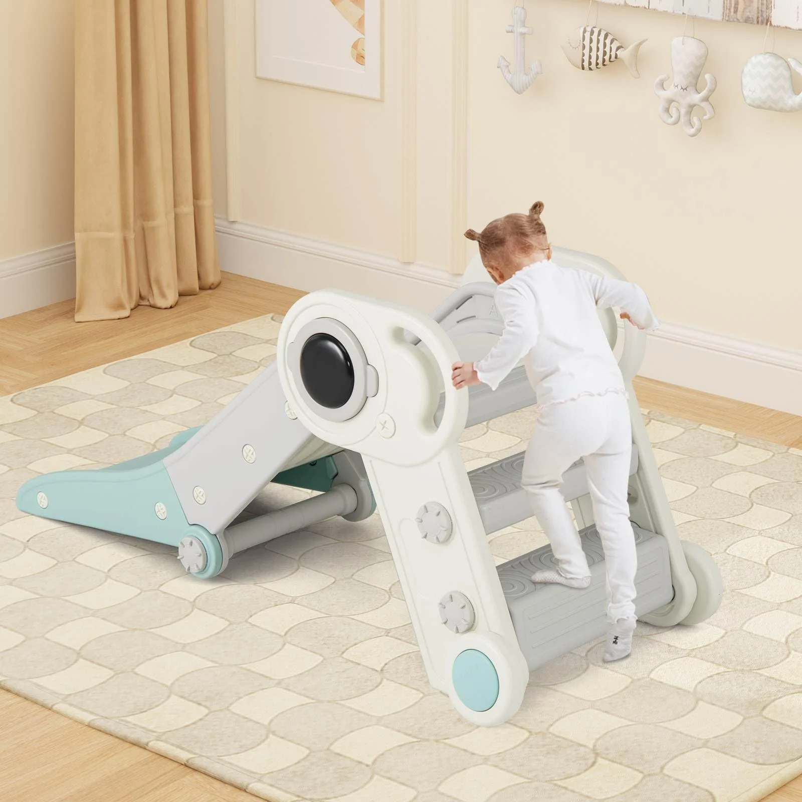 Kids Slide, Indoor Kids Folding Freestanding Slides w/Climber - Image 3