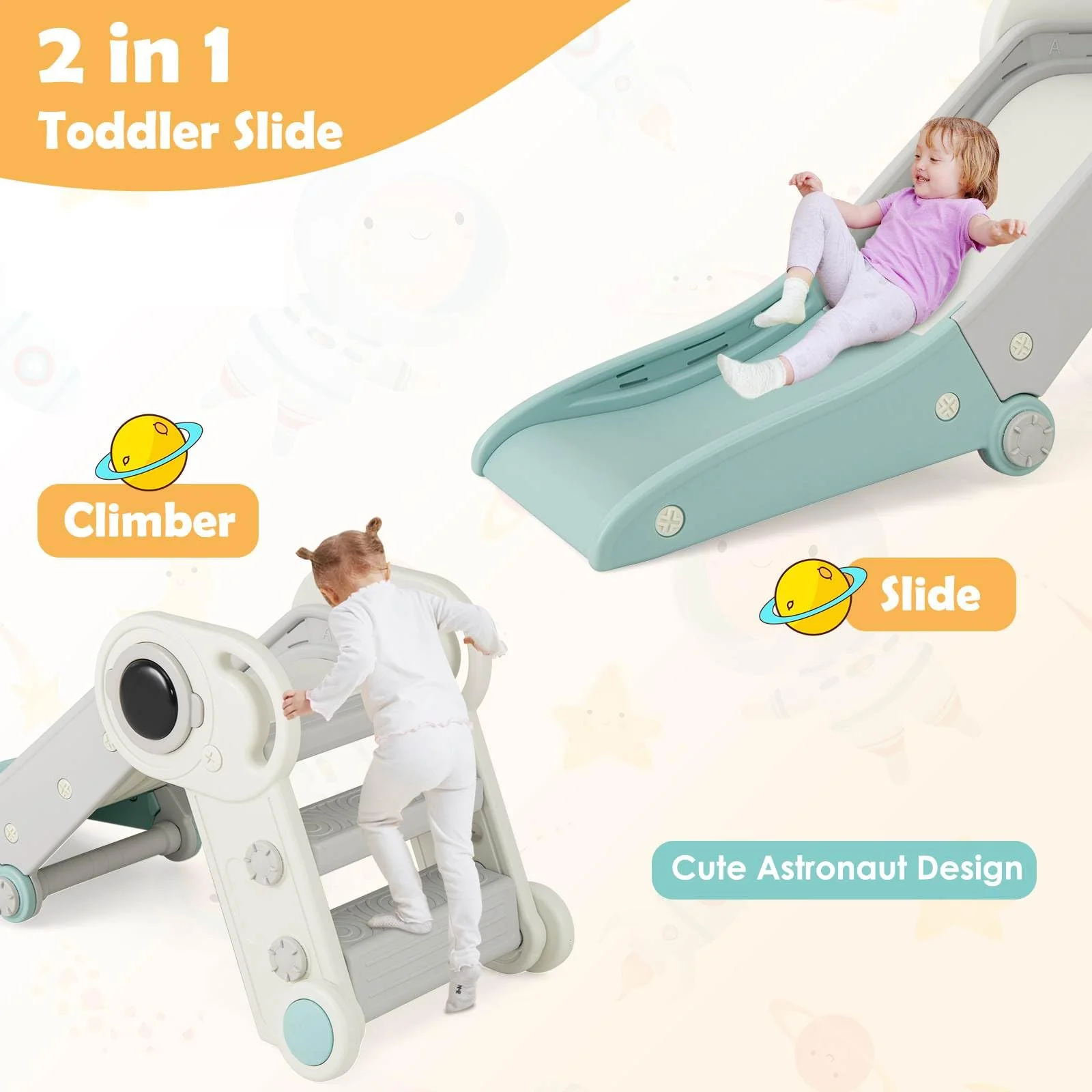 Kids Slide, Indoor Kids Folding Freestanding Slides w/Climber - Image 4