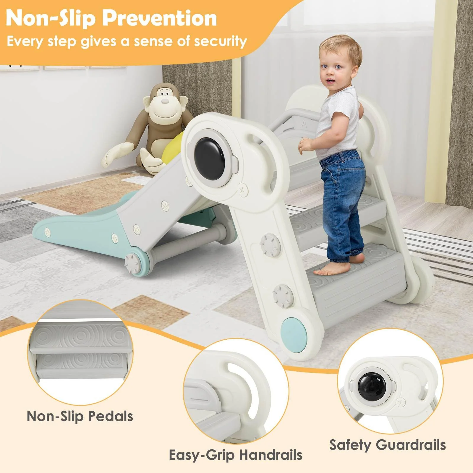 Kids Slide, Indoor Kids Folding Freestanding Slides w/Climber - Image 6
