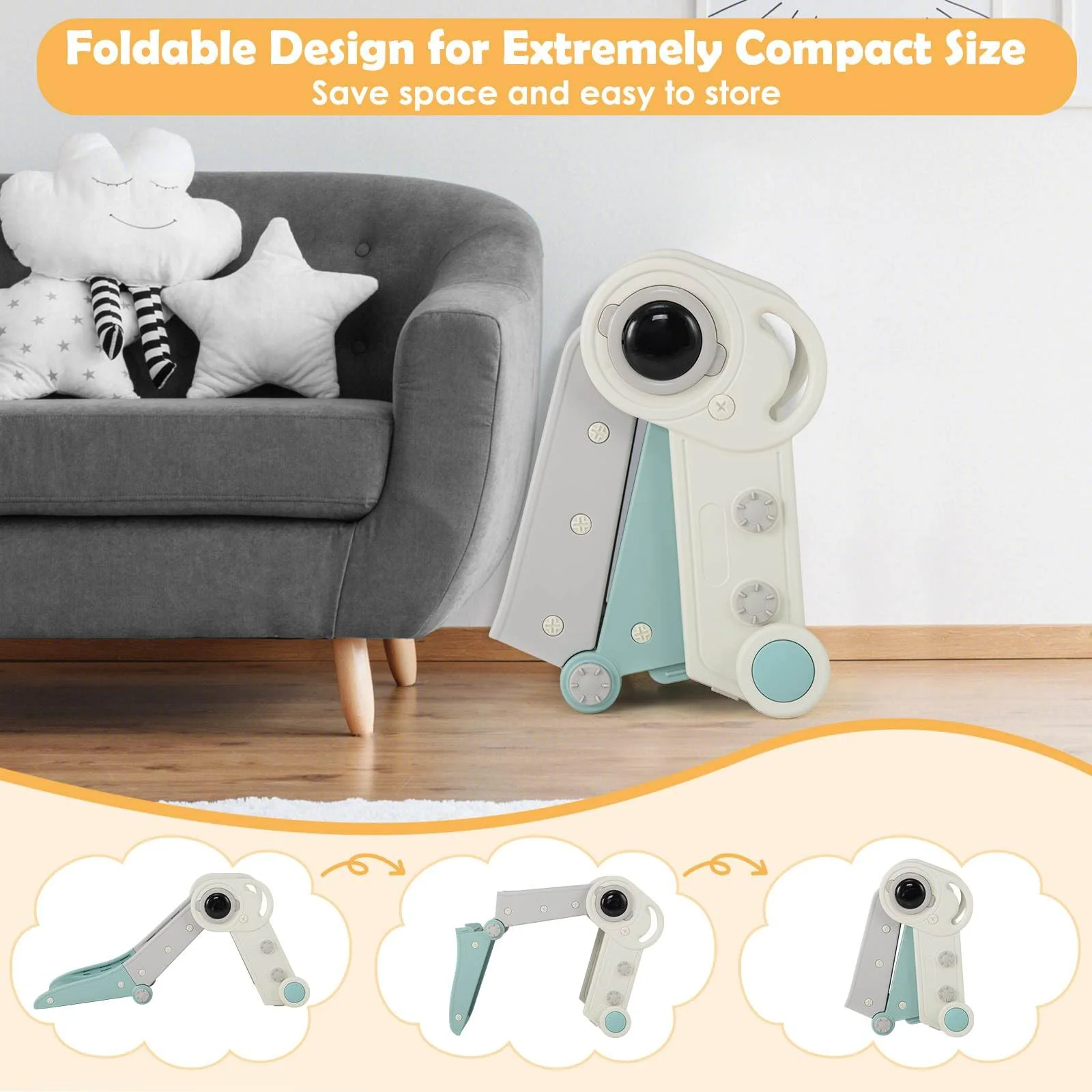 Kids Slide, Indoor Kids Folding Freestanding Slides w/Climber - Image 7