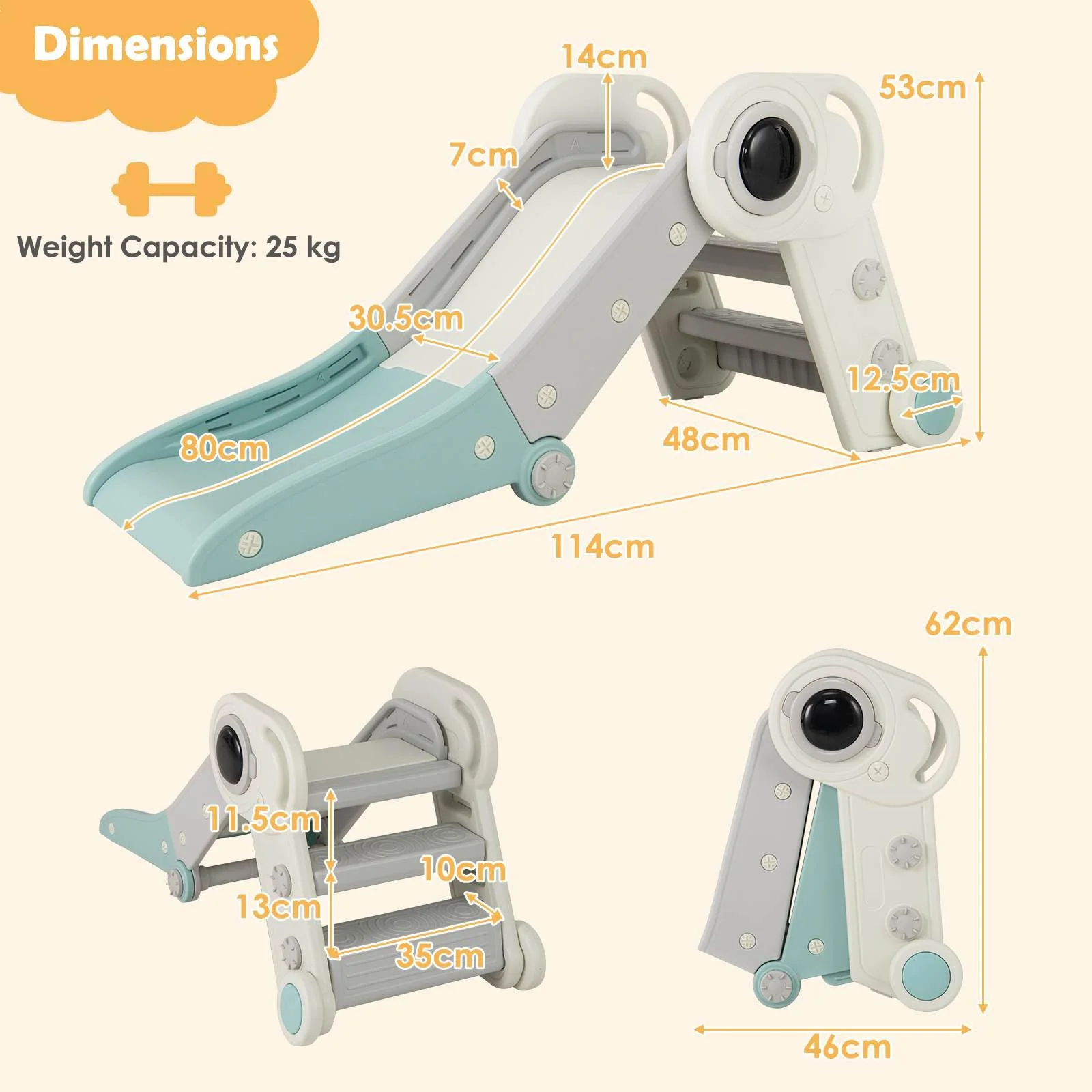 Kids Slide, Indoor Kids Folding Freestanding Slides w/Climber - Image 8