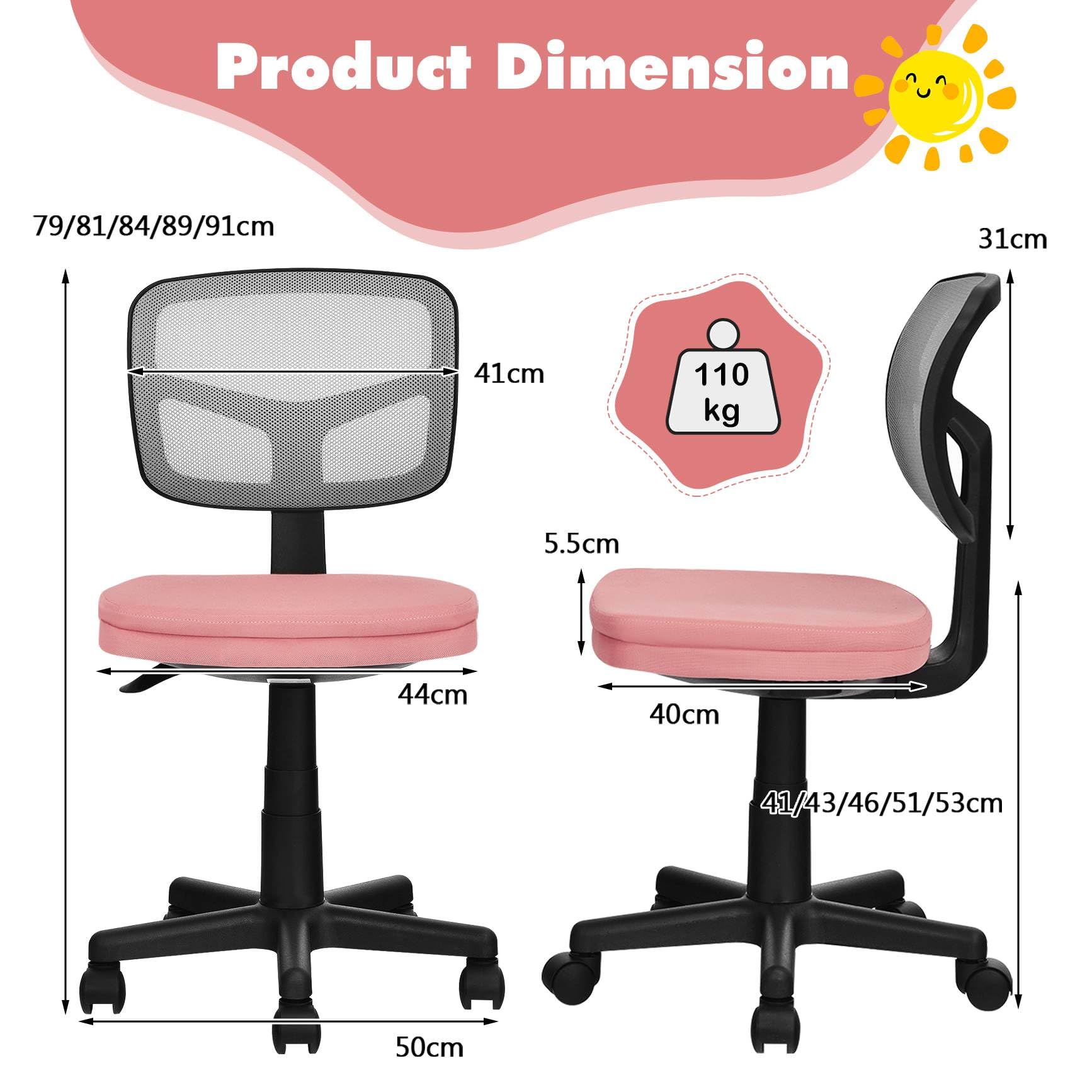 Kids Swivel Desk Computer Chair Home Office Adjustable Children Mesh Study Chair - Image 5