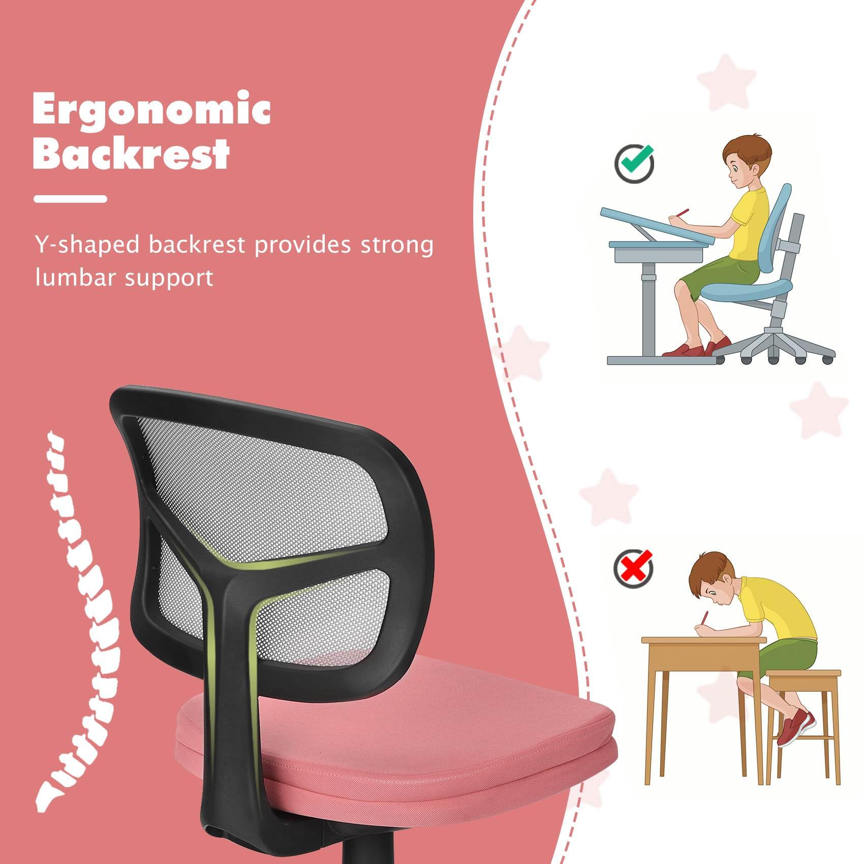 Kids Swivel Desk Computer Chair Home Office Adjustable Children Mesh Study Chair - Image 7