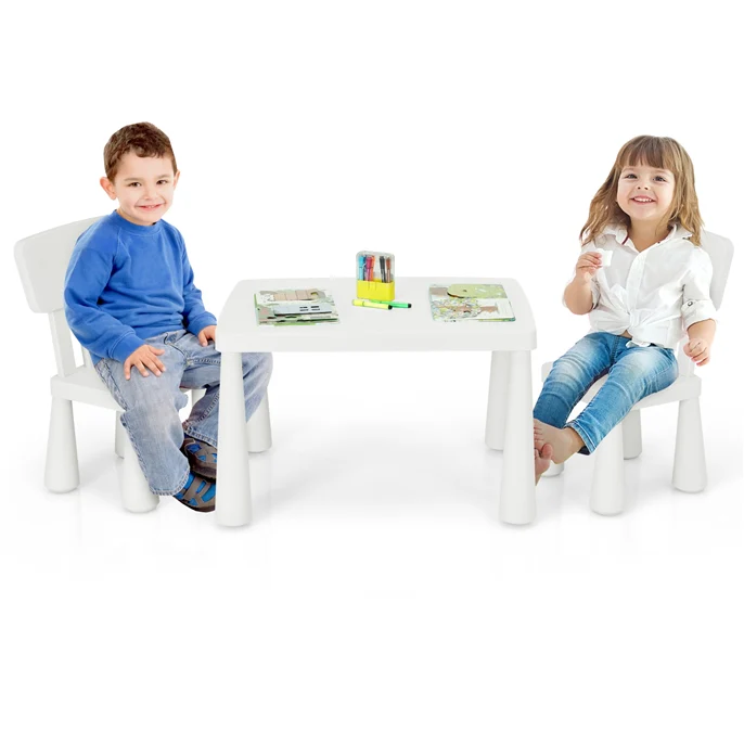 BABY JOY Kids Table and Chair Set, 3 Piece Children Activity Table for Reading, Drawing, Writing - Image 9