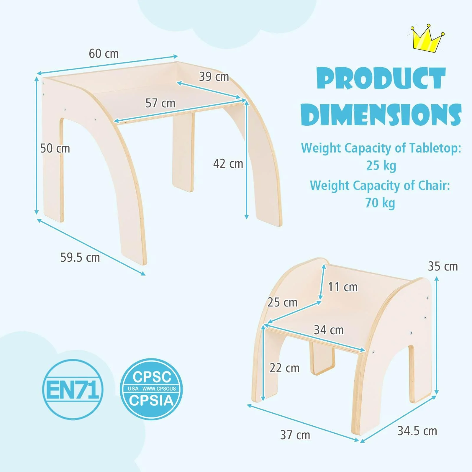 Kids Table and Chair Set Space-saving Activity Desk and Chair Set for Playroom - Image 4
