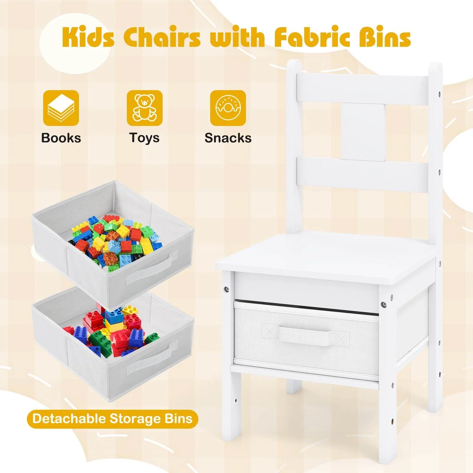 Kids Table and Chairs Set 3 Pieces Wooden Children Furniture Desk with Cat House - Image 9