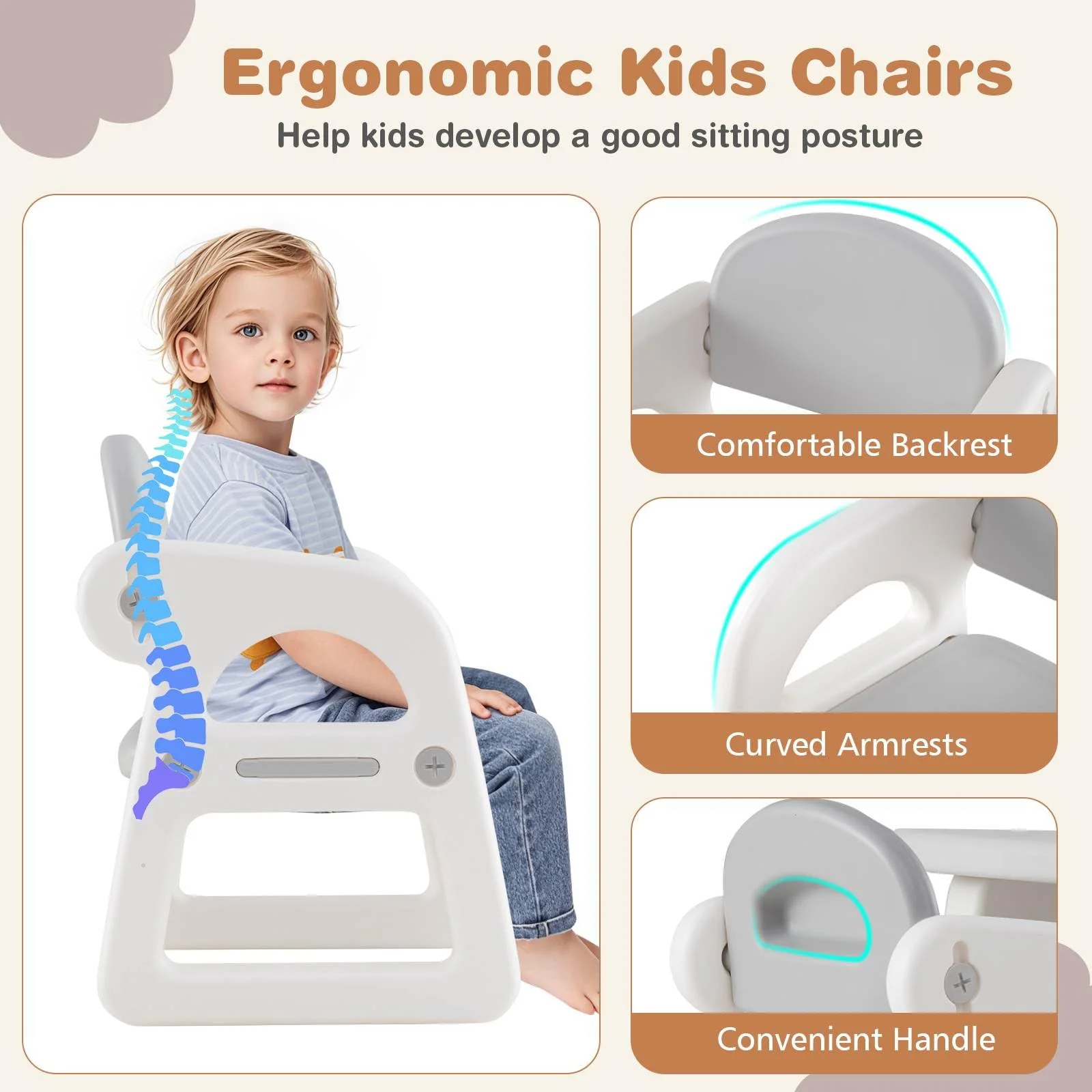 Kids Table and Chairs Set, Toddler Activity Table with 2 Chairs for Reading, Drawing, Playing, Storage Rack - Image 4