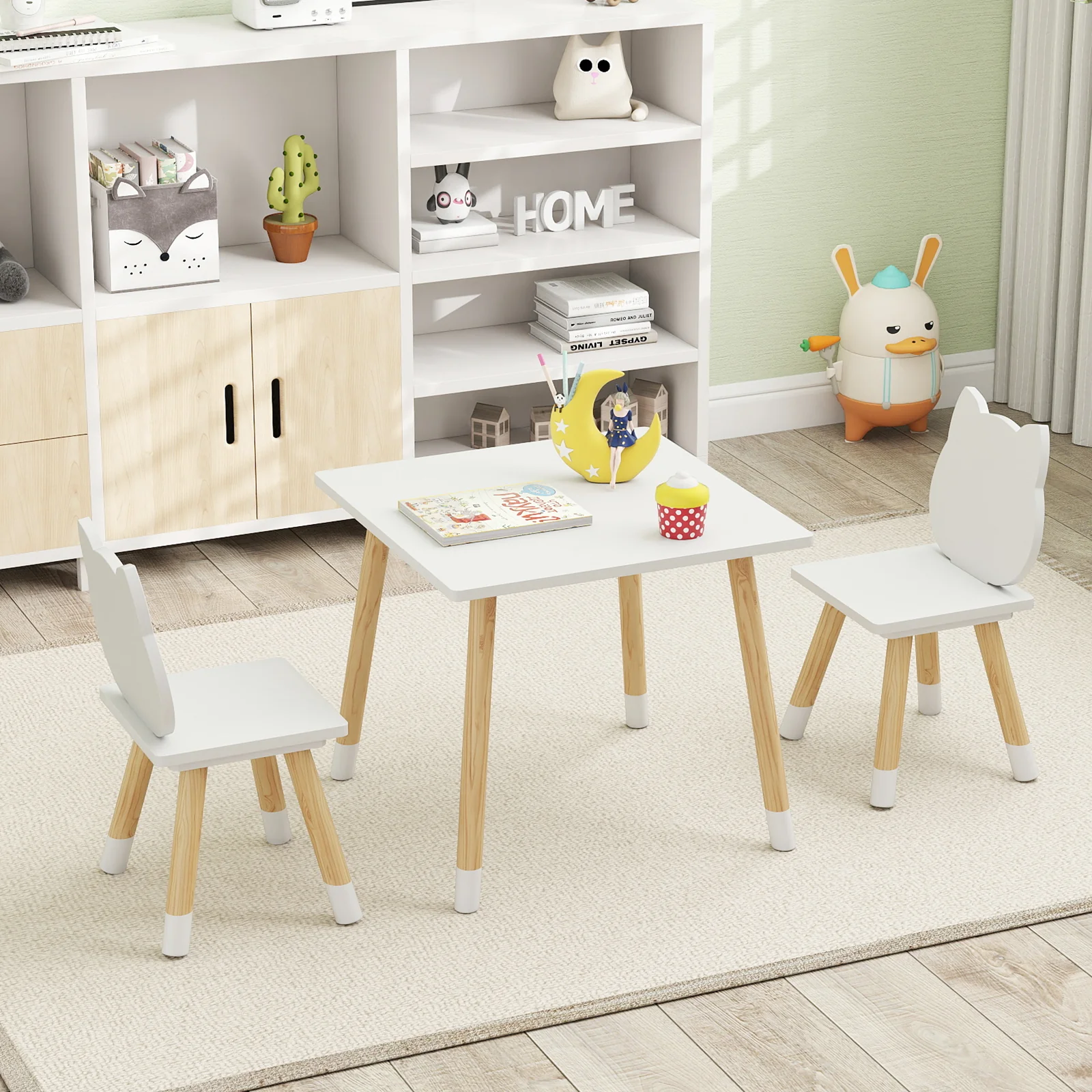 Kids Table and Chairs Set Wooden Toddler Desk and Chair Set - Image 3