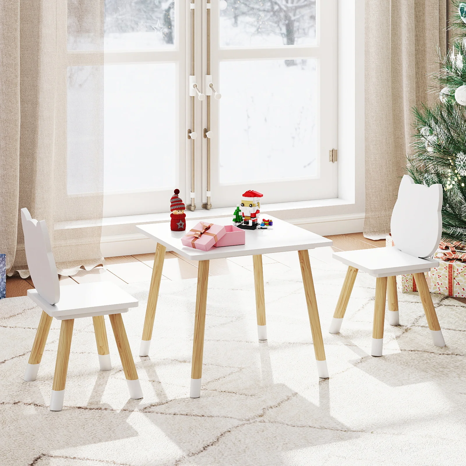 Kids Table and Chairs Set Wooden Toddler Desk and Chair Set - Image 5