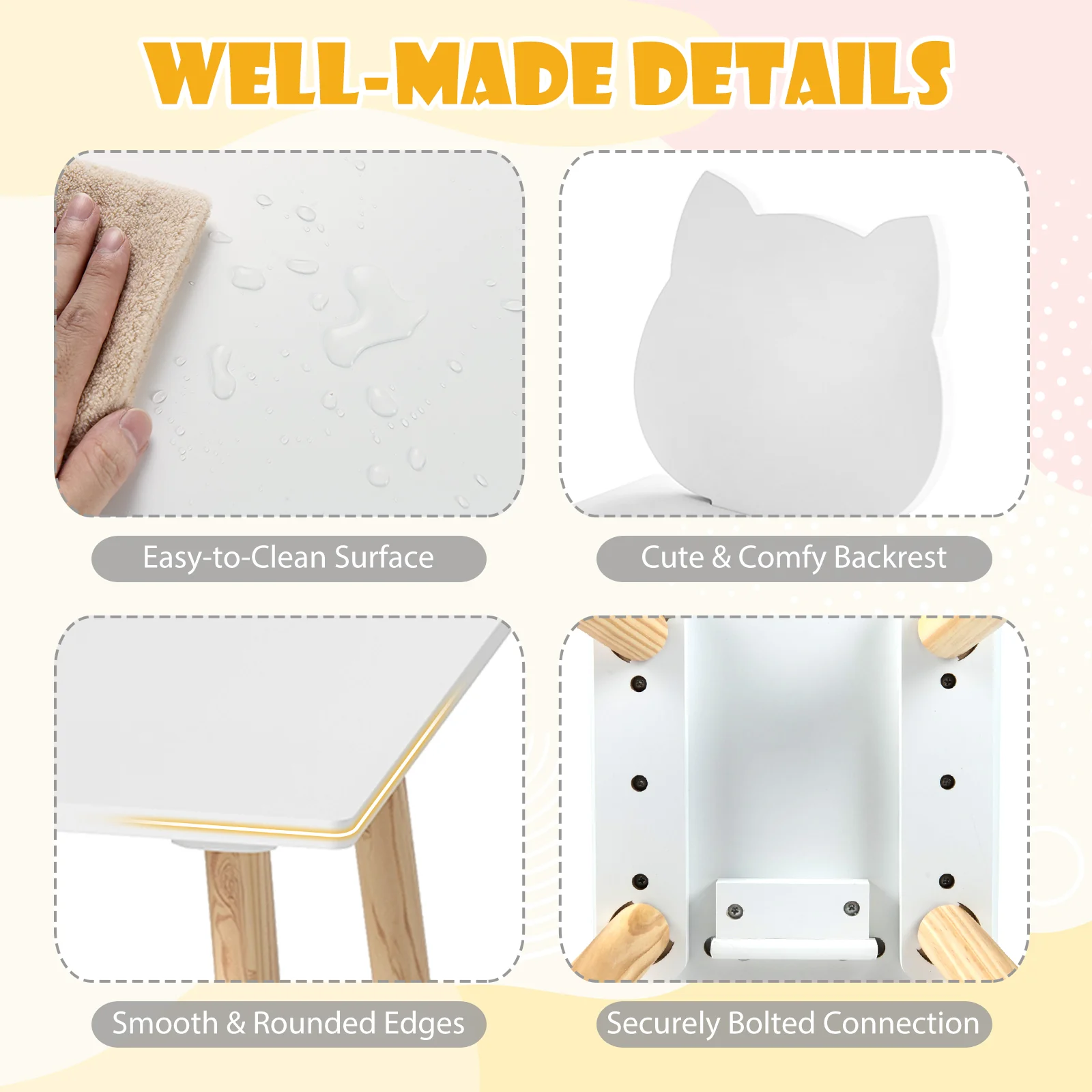 Kids Table and Chairs Set Wooden Toddler Desk and Chair Set - Image 6