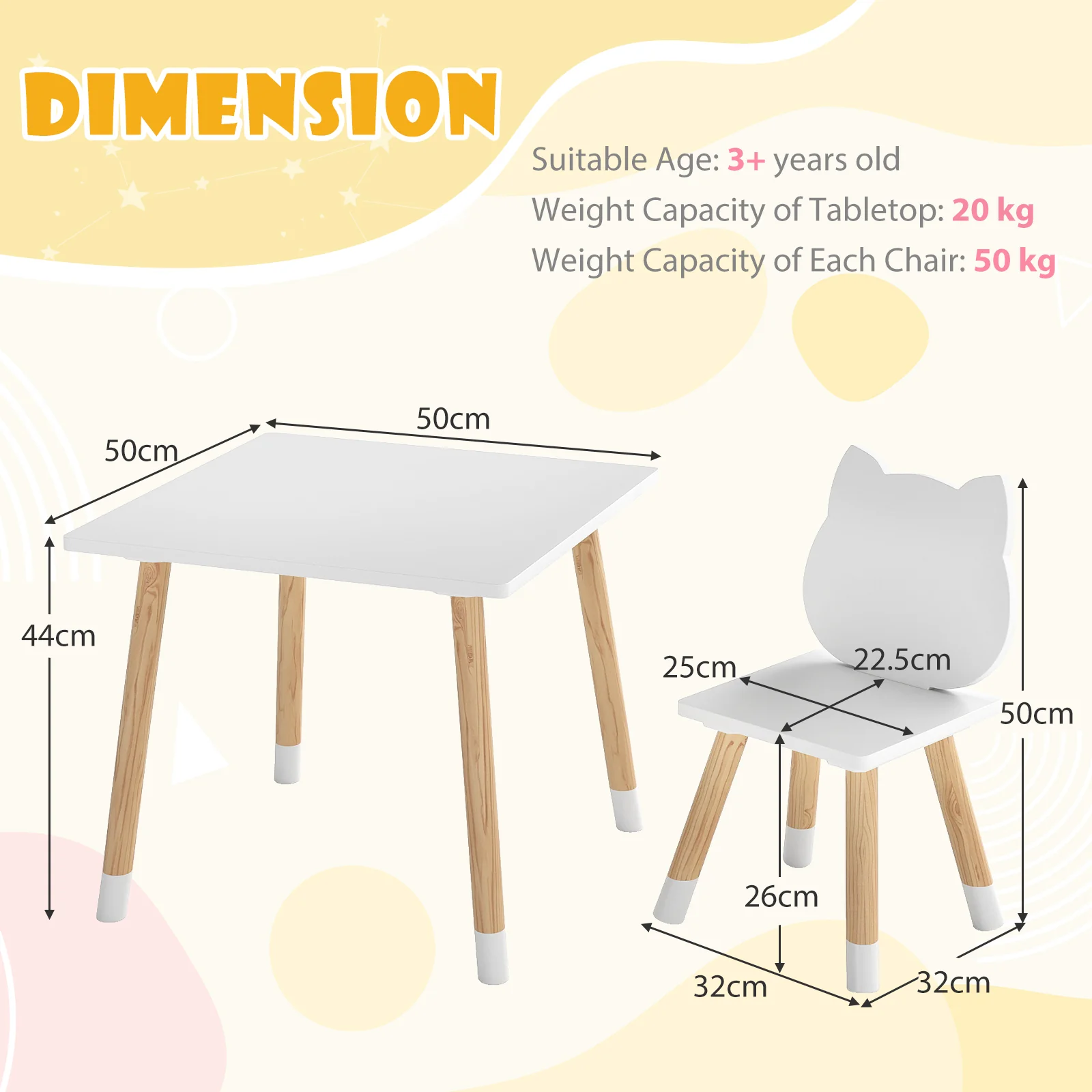 Kids Table and Chairs Set Wooden Toddler Desk and Chair Set - Image 9