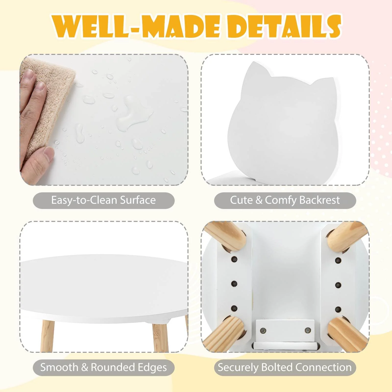 Kids Table and Chairs Set, Wooden Toddler Desk and Chair Set for Classroom Daycare Home - Image 8