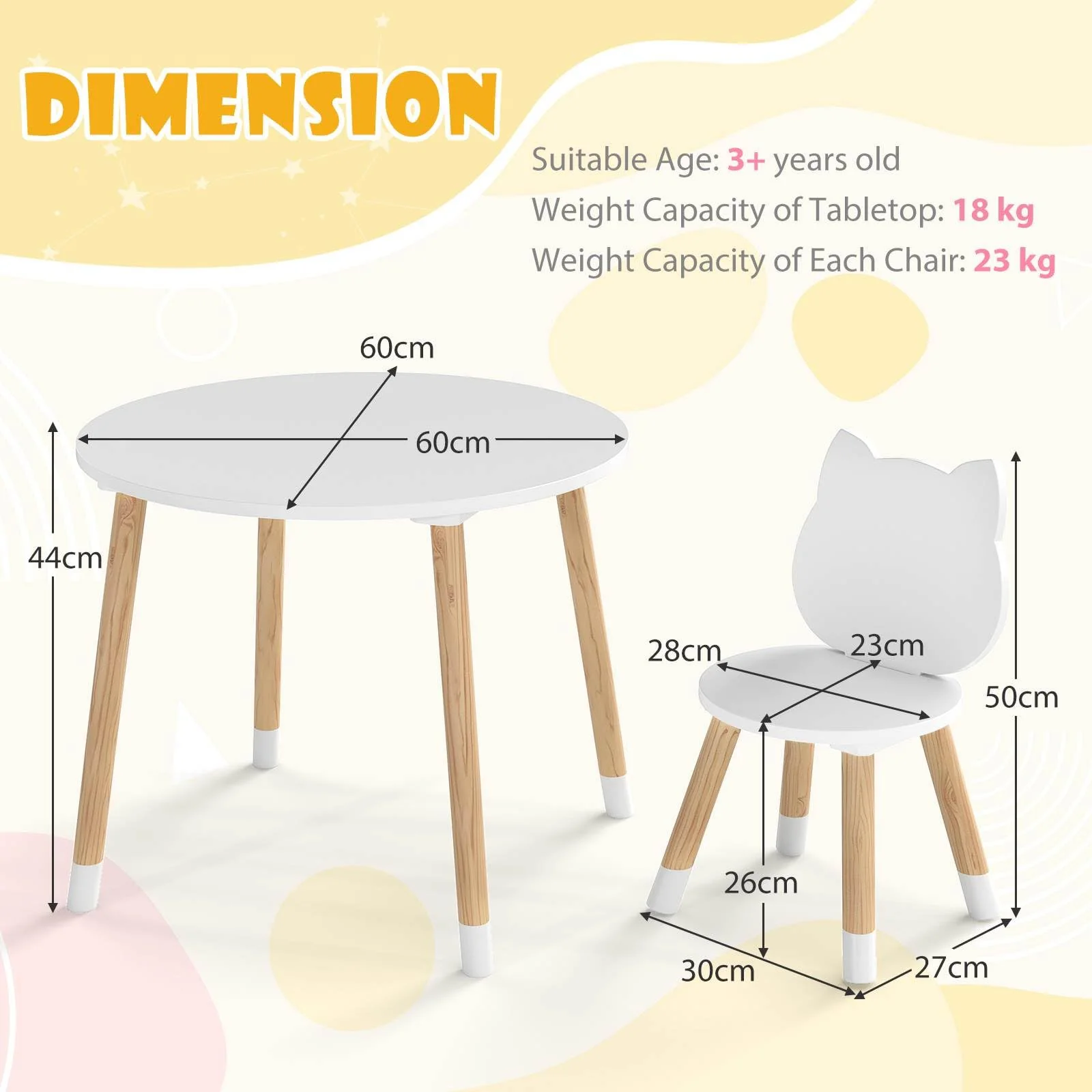 Kids Table and Chairs Set, Wooden Toddler Desk and Chair Set for Classroom Daycare Home - Image 9