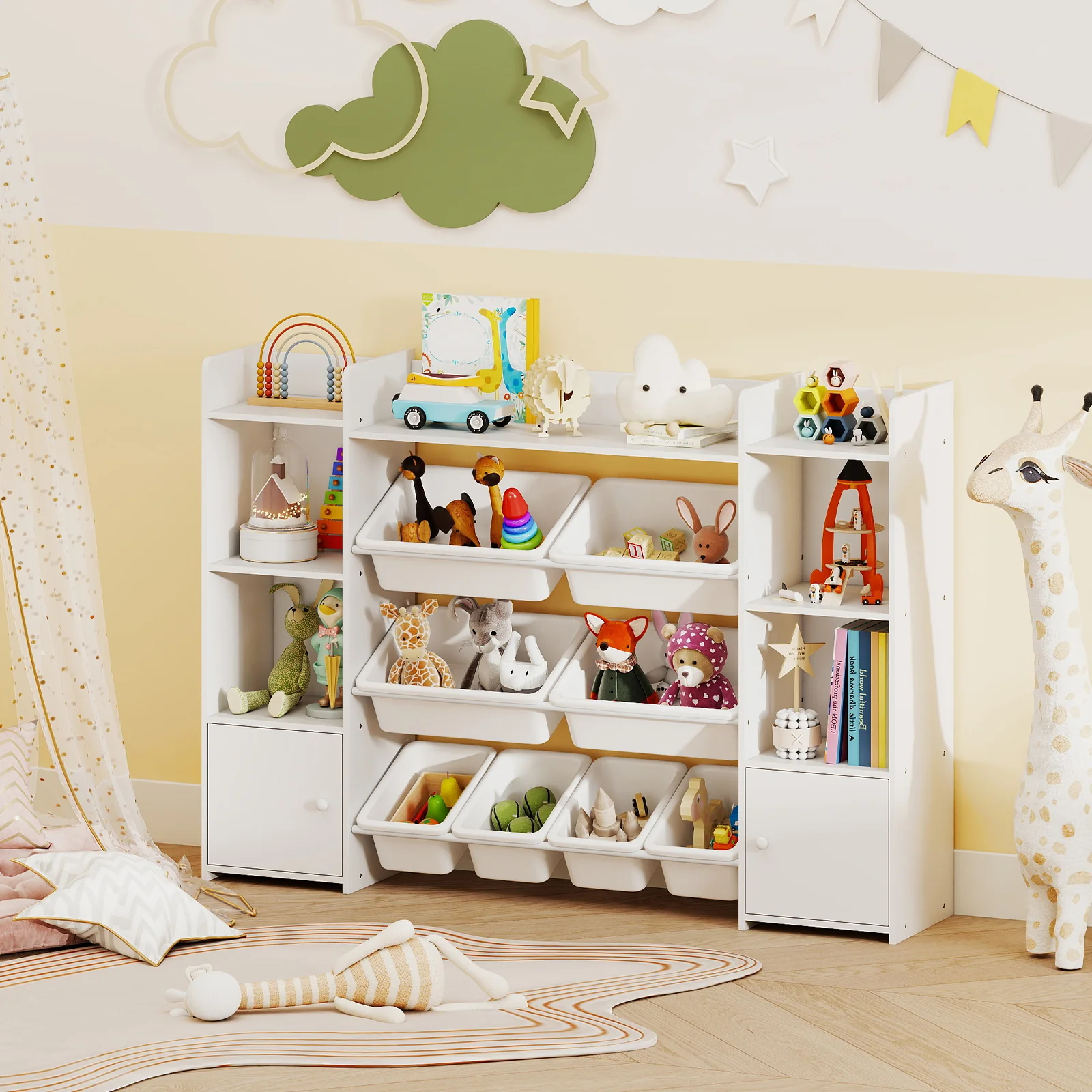 Kids Toy Storage Organizer Shelf, 4-Tier Large Storage Cabinet - Image 2