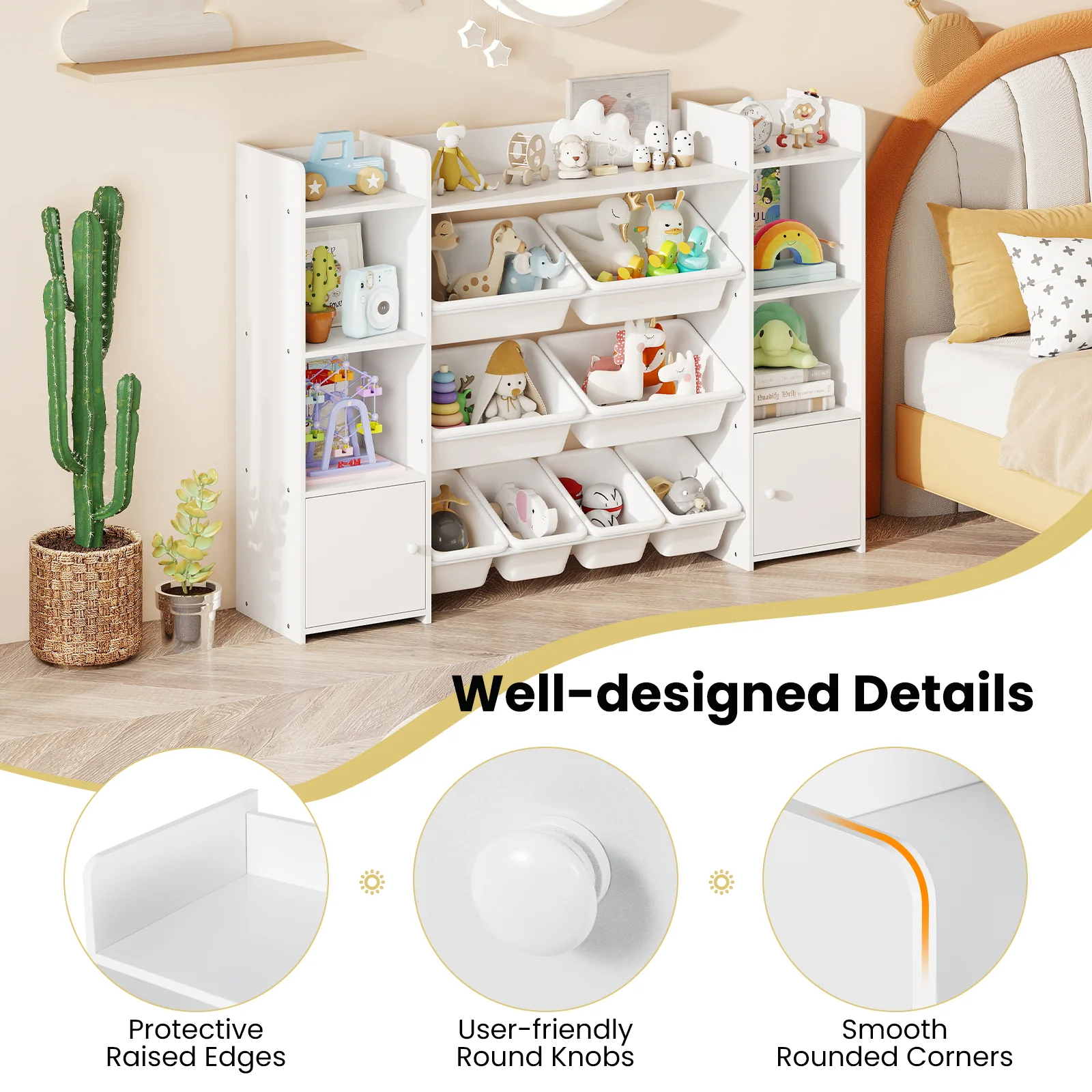 Kids Toy Storage Organizer Shelf, 4-Tier Large Storage Cabinet - Image 3