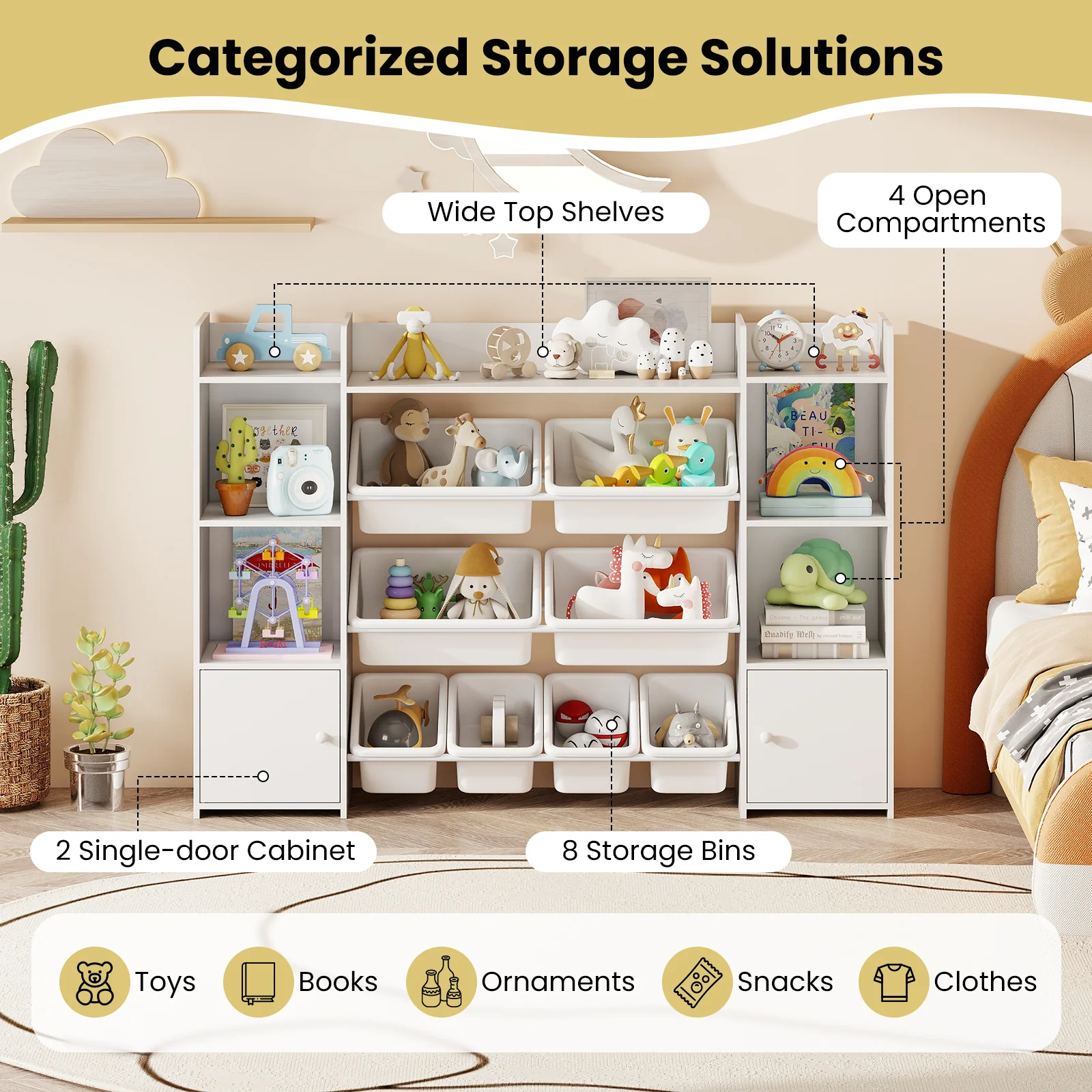 Kids Toy Storage Organizer Shelf, 4-Tier Large Storage Cabinet - Image 4