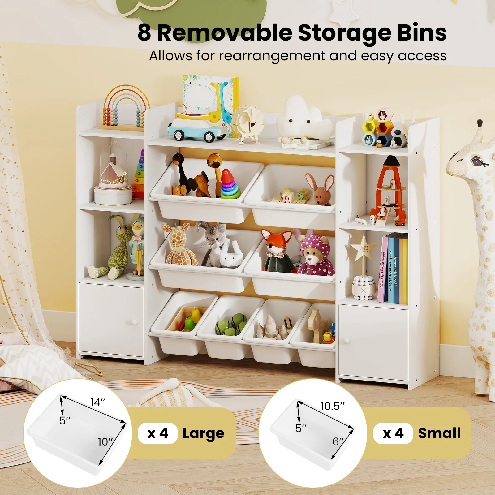 Kids Toy Storage Organizer Shelf, 4-Tier Large Storage Cabinet - Image 5