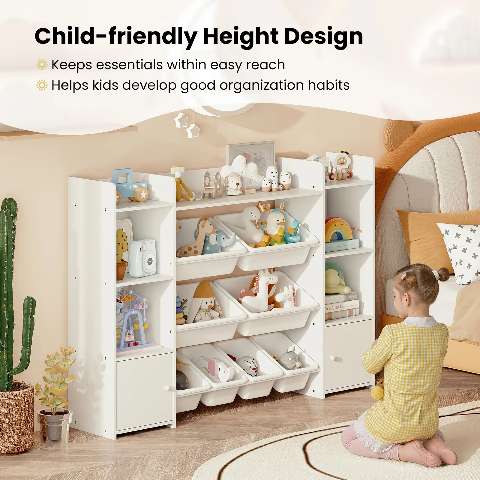 Kids Toy Storage Organizer Shelf, 4-Tier Large Storage Cabinet - Image 8