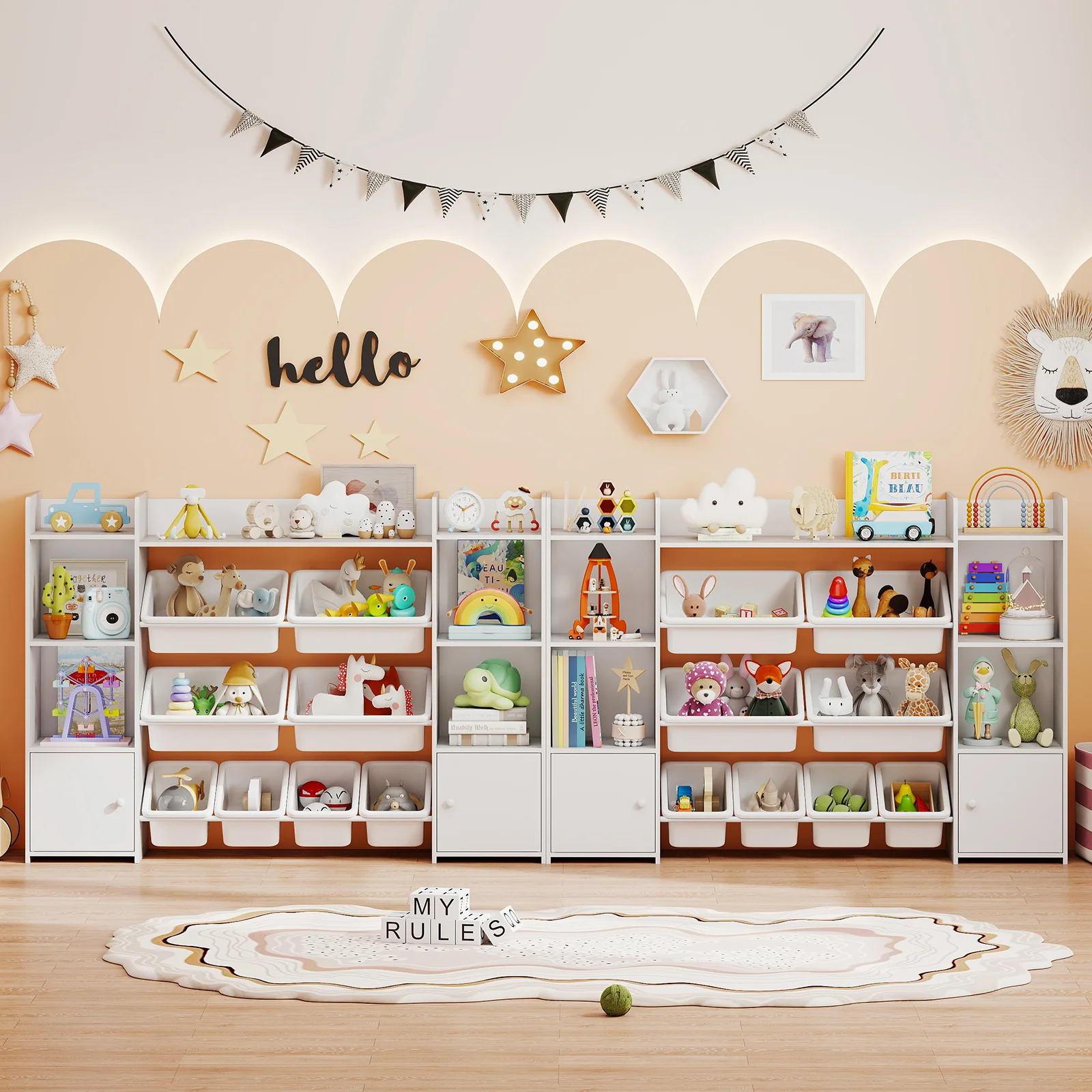 Kids Toy Storage Organizer Shelf, 4-Tier Large Storage Cabinet - Image 9