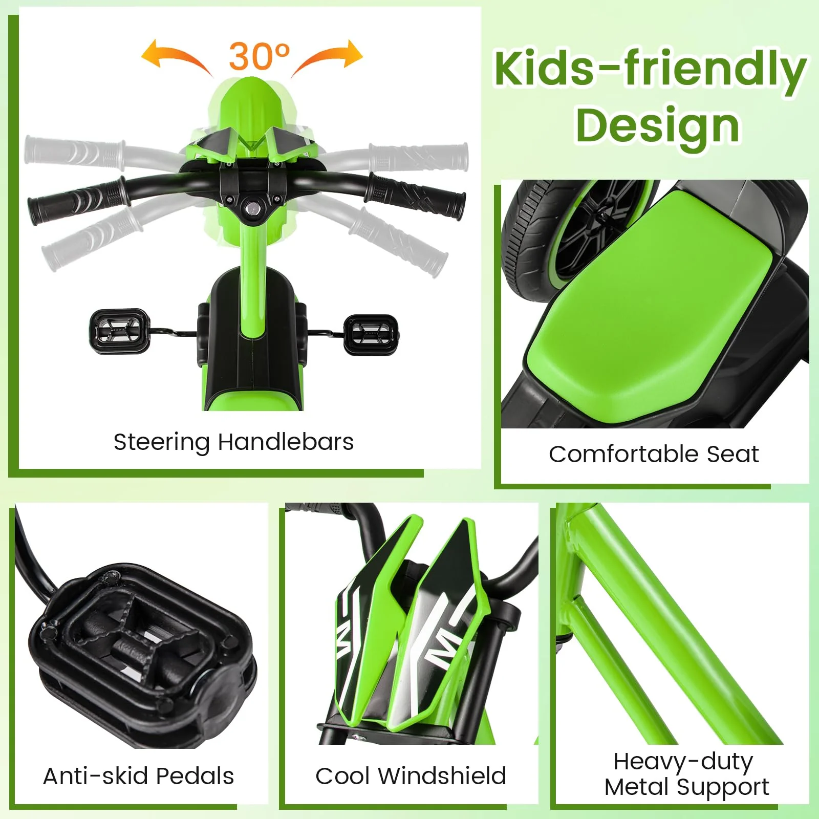 Kids Tricycle, 3-Wheel Toddler Bike with Foot Pedals, Forward/Backward - Image 6
