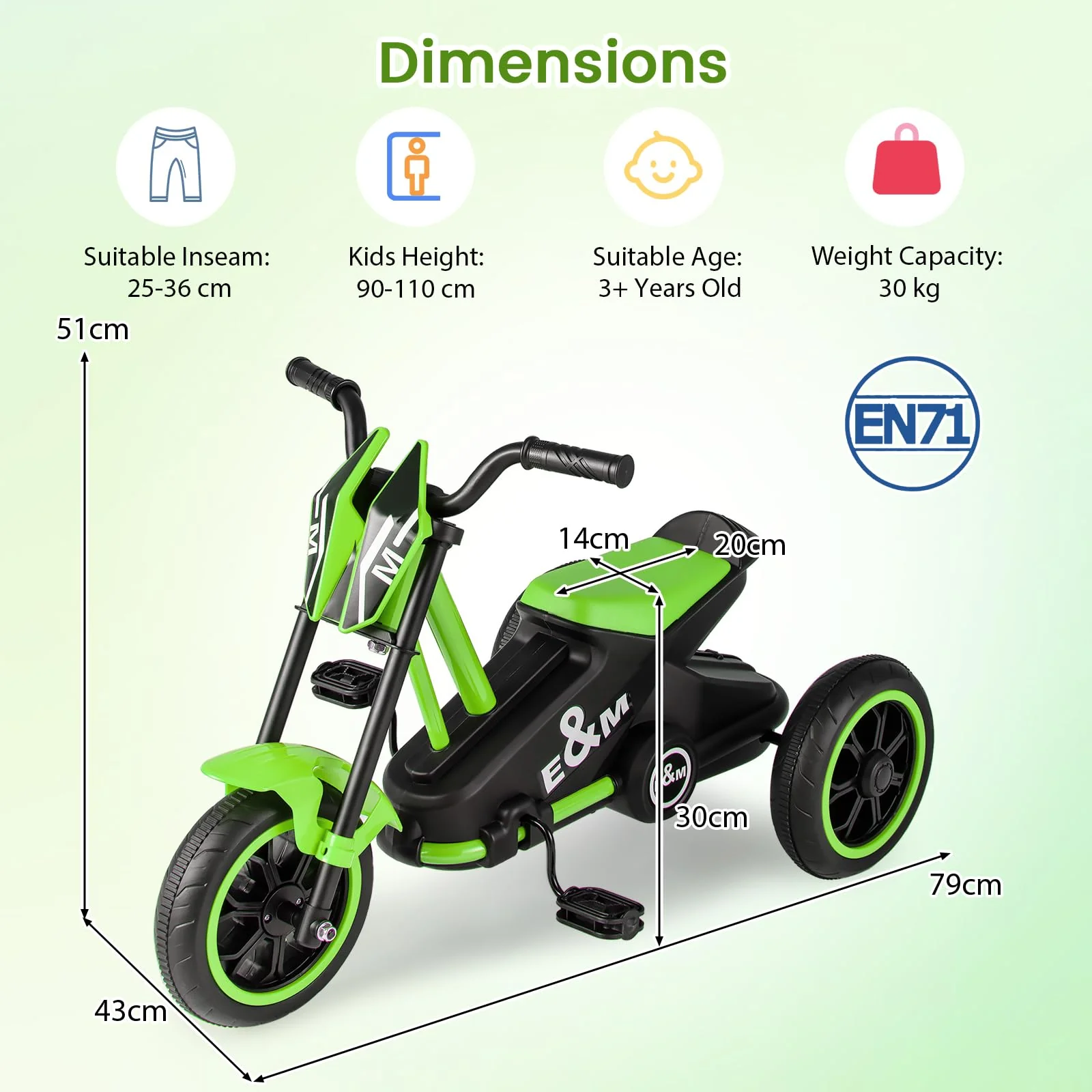 Kids Tricycle, 3-Wheel Toddler Bike with Foot Pedals, Forward/Backward - Image 7