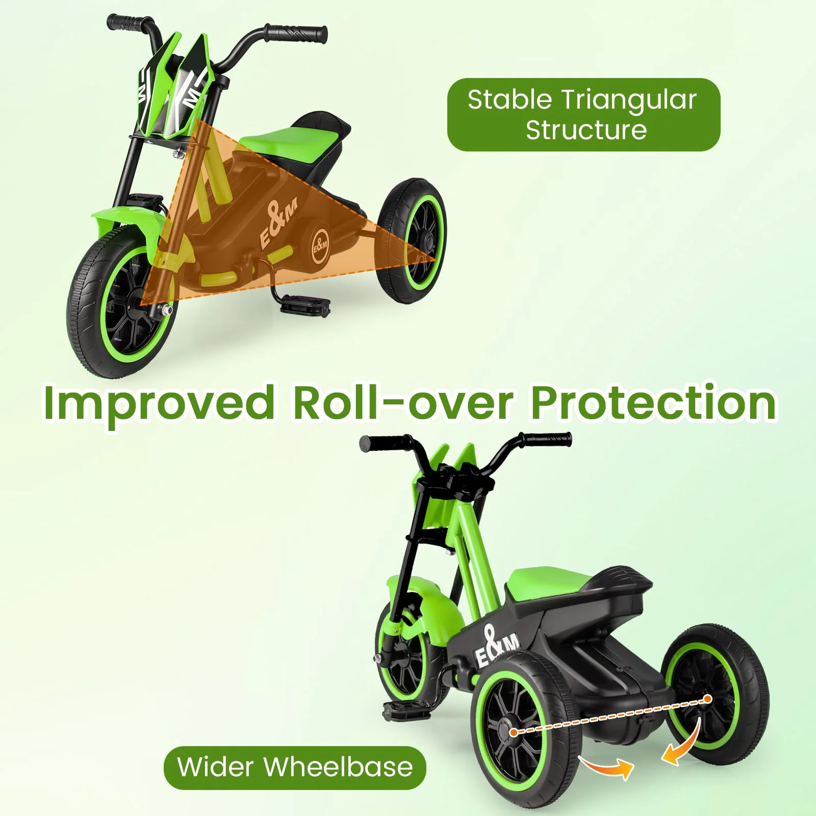 Kids Tricycle, 3-Wheel Toddler Bike with Foot Pedals, Forward/Backward - Image 8
