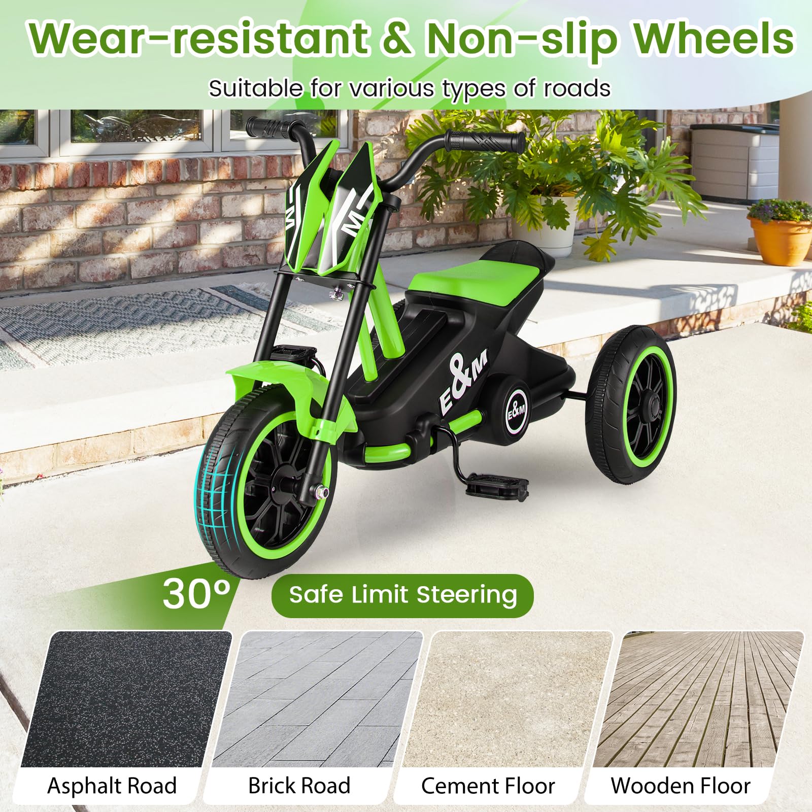Kids Tricycle, 3-Wheel Toddler Bike with Foot Pedals, Forward/Backward - Image 9