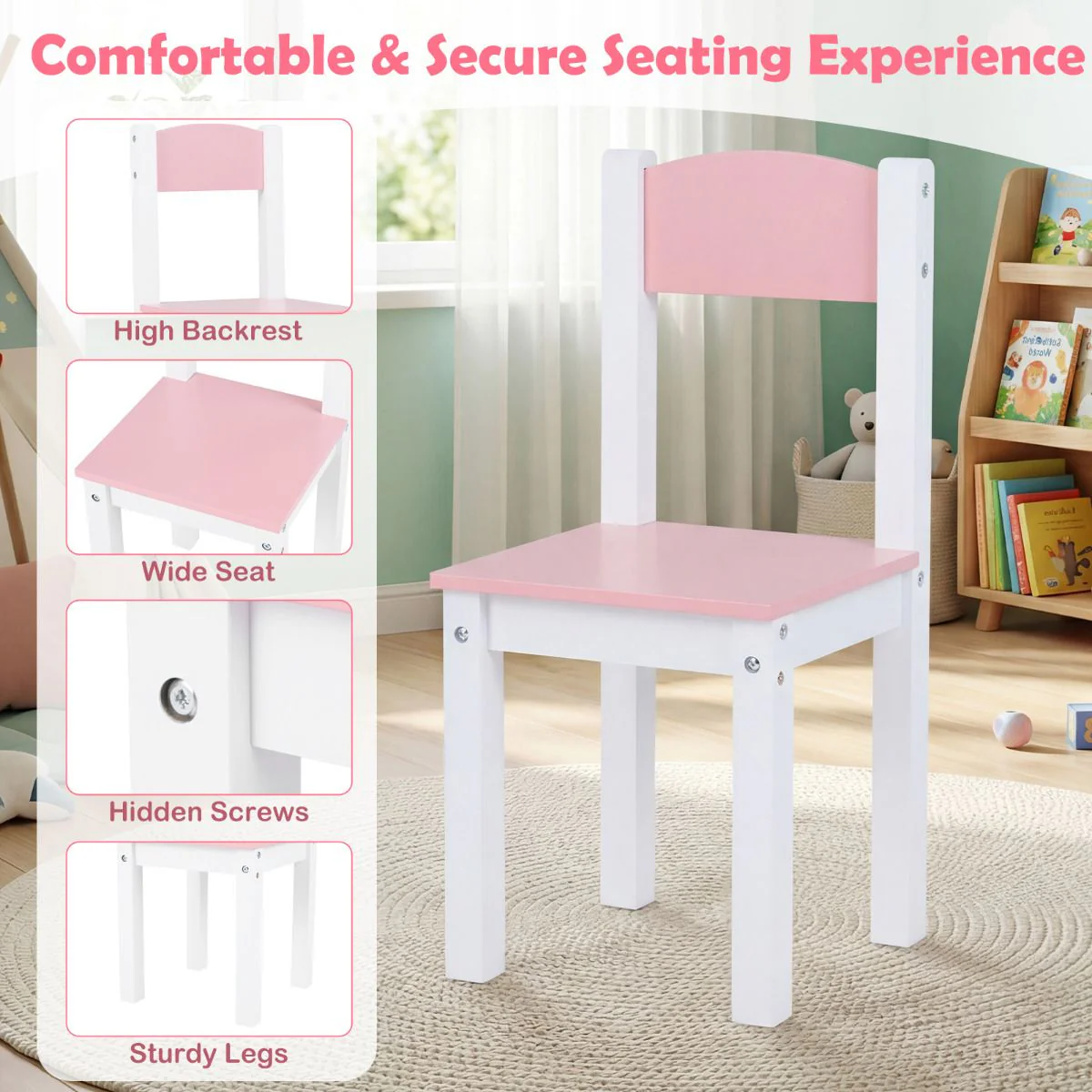 Kids Vanity Set with Mirror and Chair Princess Makeup Dressing Desk - Image 7