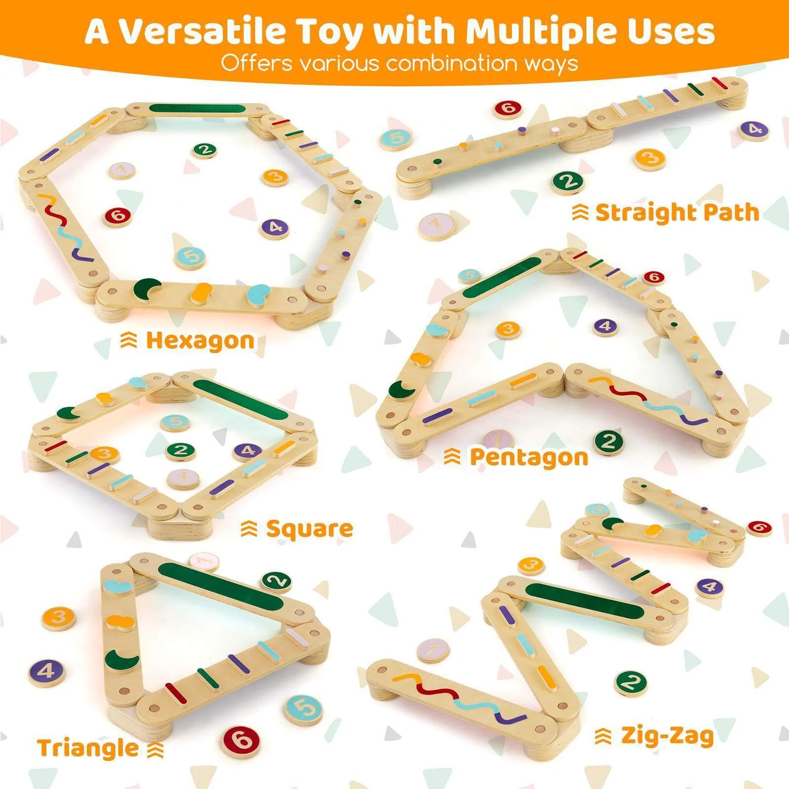 Kids Wooden Balance Beam Set with Stepping Stones Gymnastics Obstacle Course Toy - Image 8