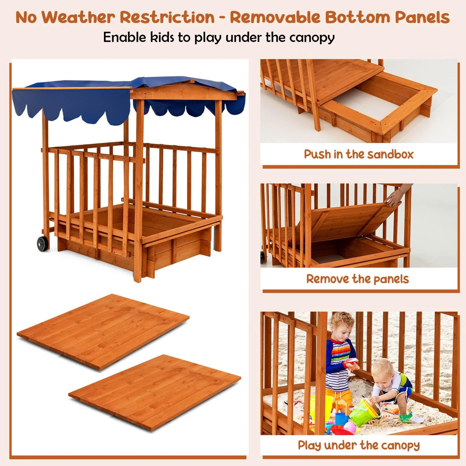 Kids Wooden Sandpit - Image 3
