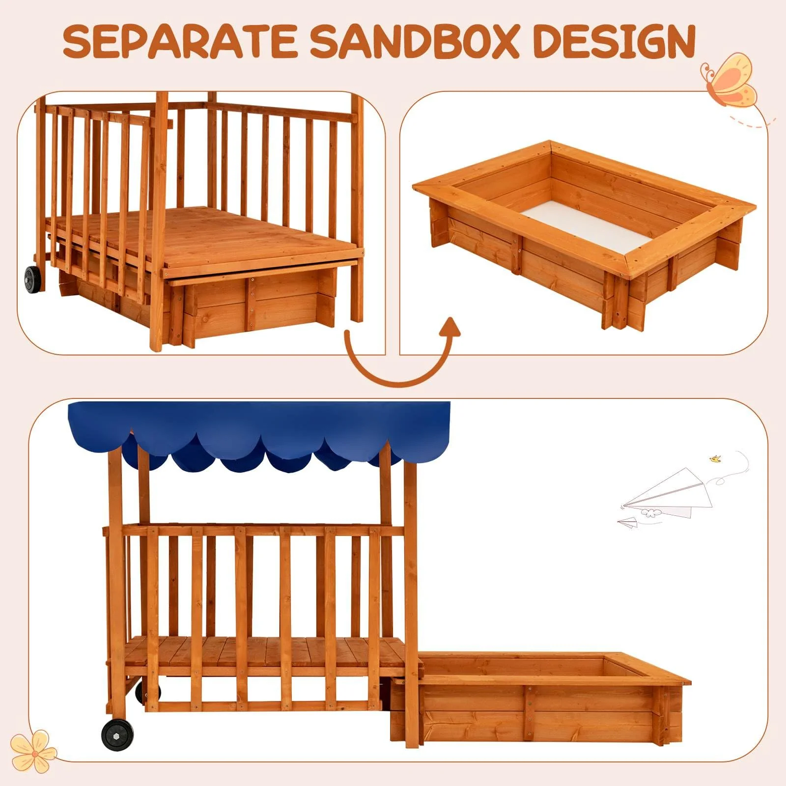 Kids Wooden Sandpit - Image 4