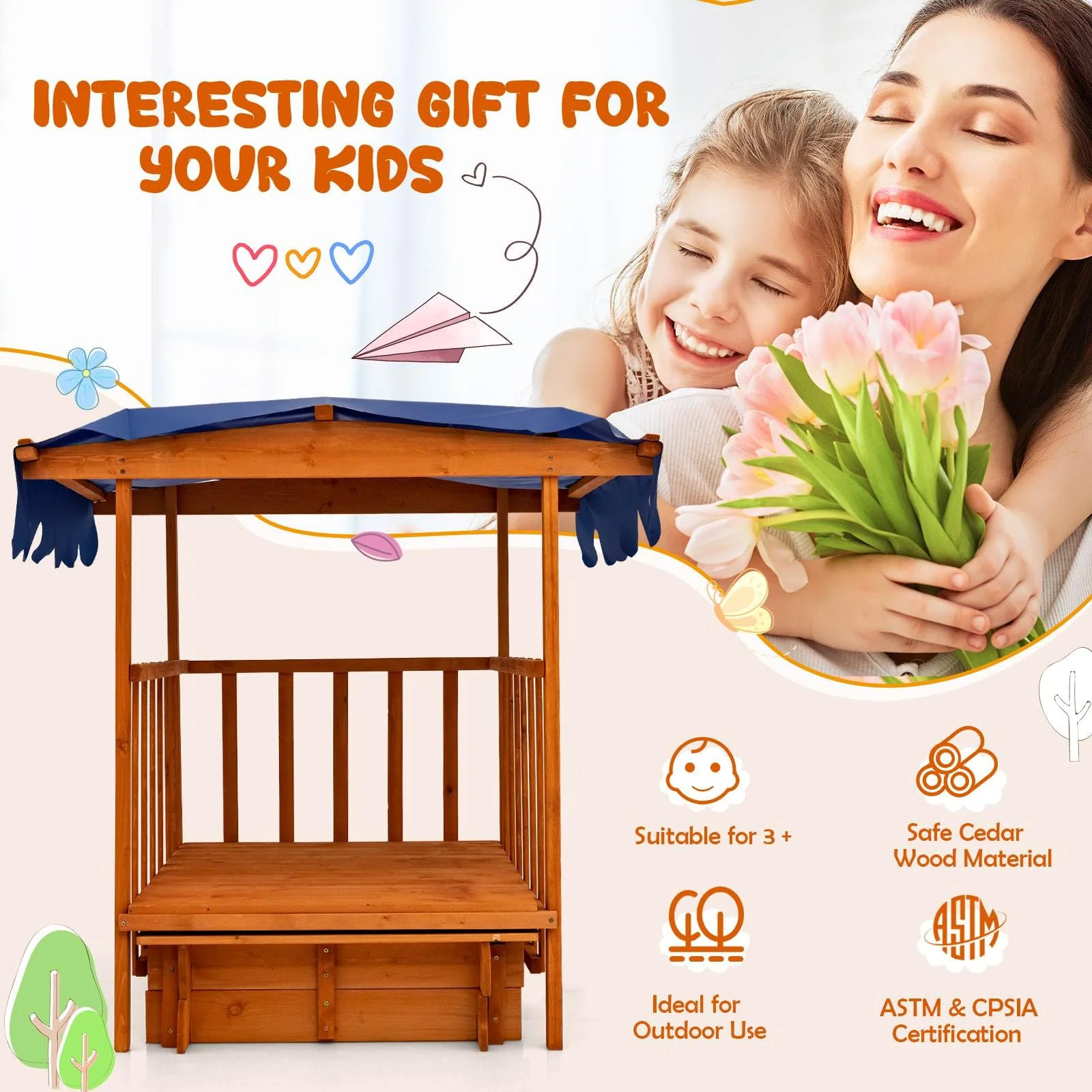 Kids Wooden Sandpit - Image 5