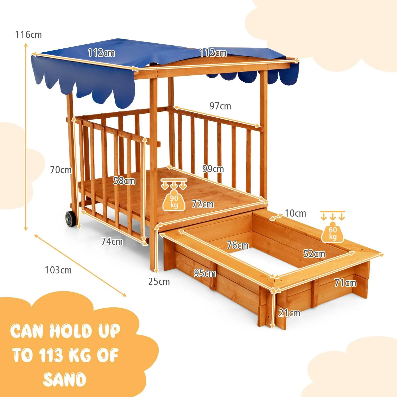 Kids Wooden Sandpit - Image 7