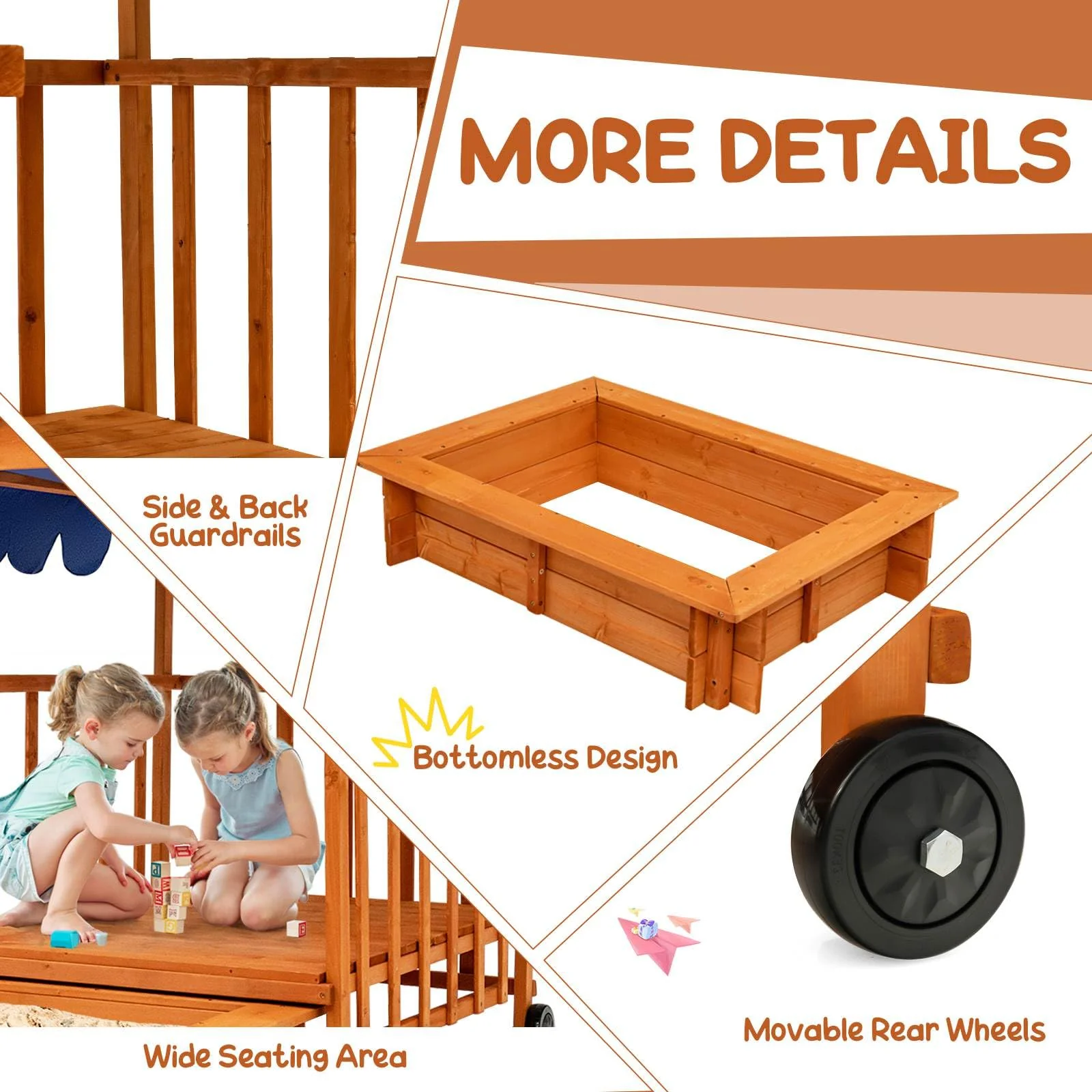 Kids Wooden Sandpit - Image 9