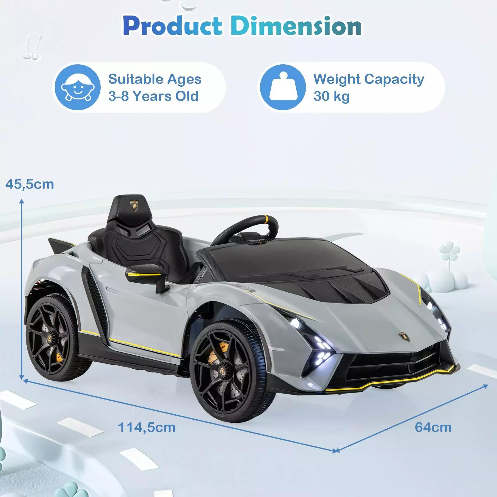 Licensed Lamborghini 12V Kids Ride on Car 4WD Battery Power Electric Sports Car - Image 4