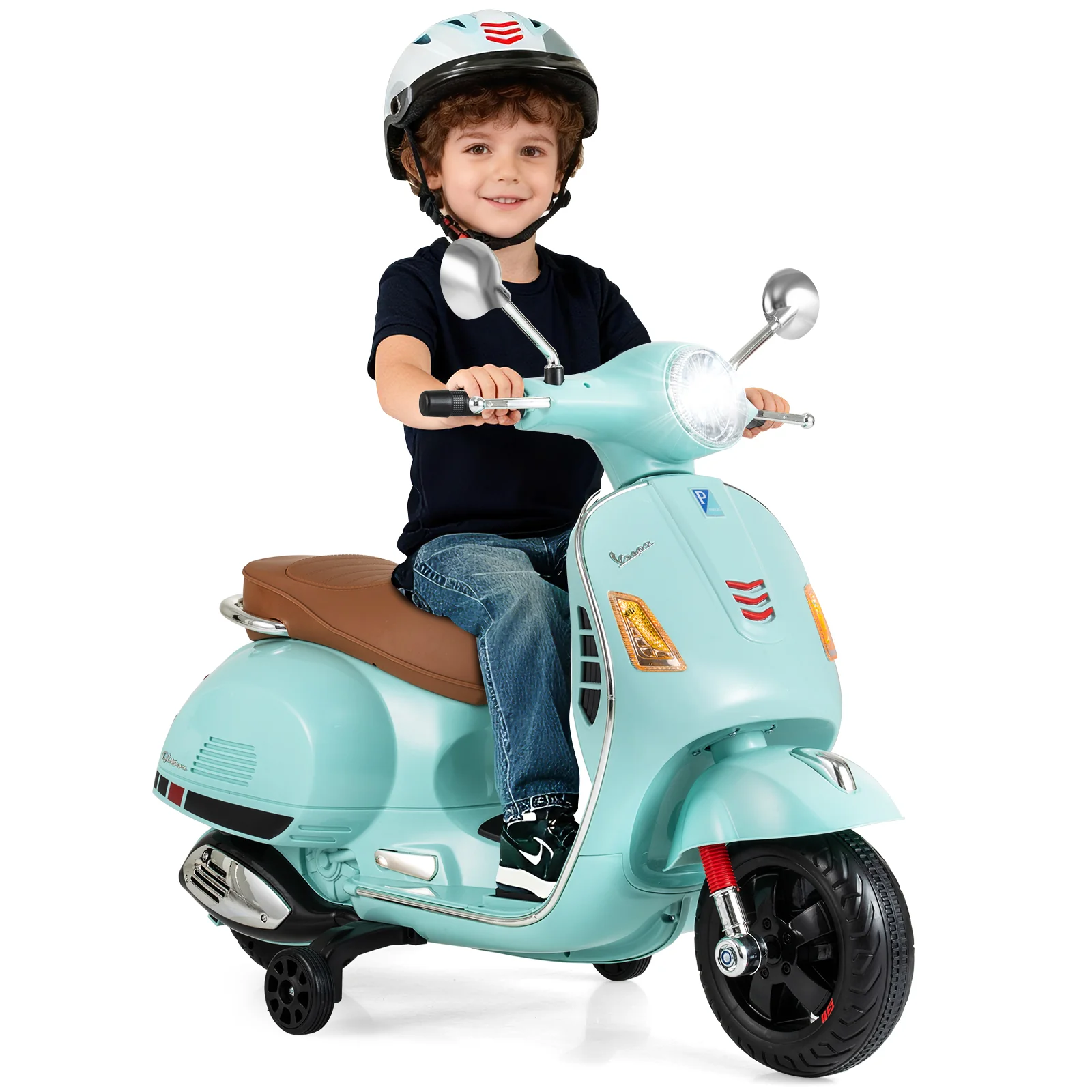 Licensed VESPA 12V Kids Electric Motorcycle with Dual Motors - Image 11